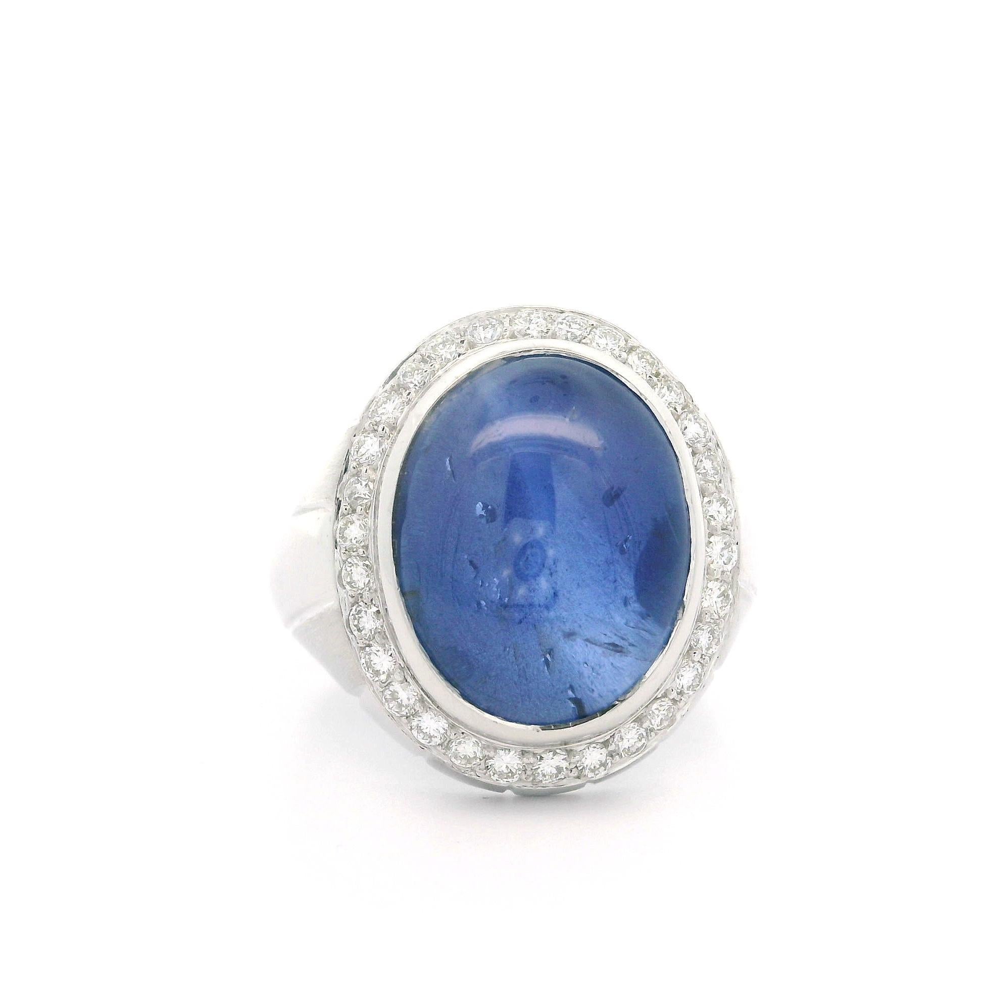 Platinum GIA 13.65ctw High Quality Blue Star Sapphire & Diamond Dual Finish Ring For Sale 12