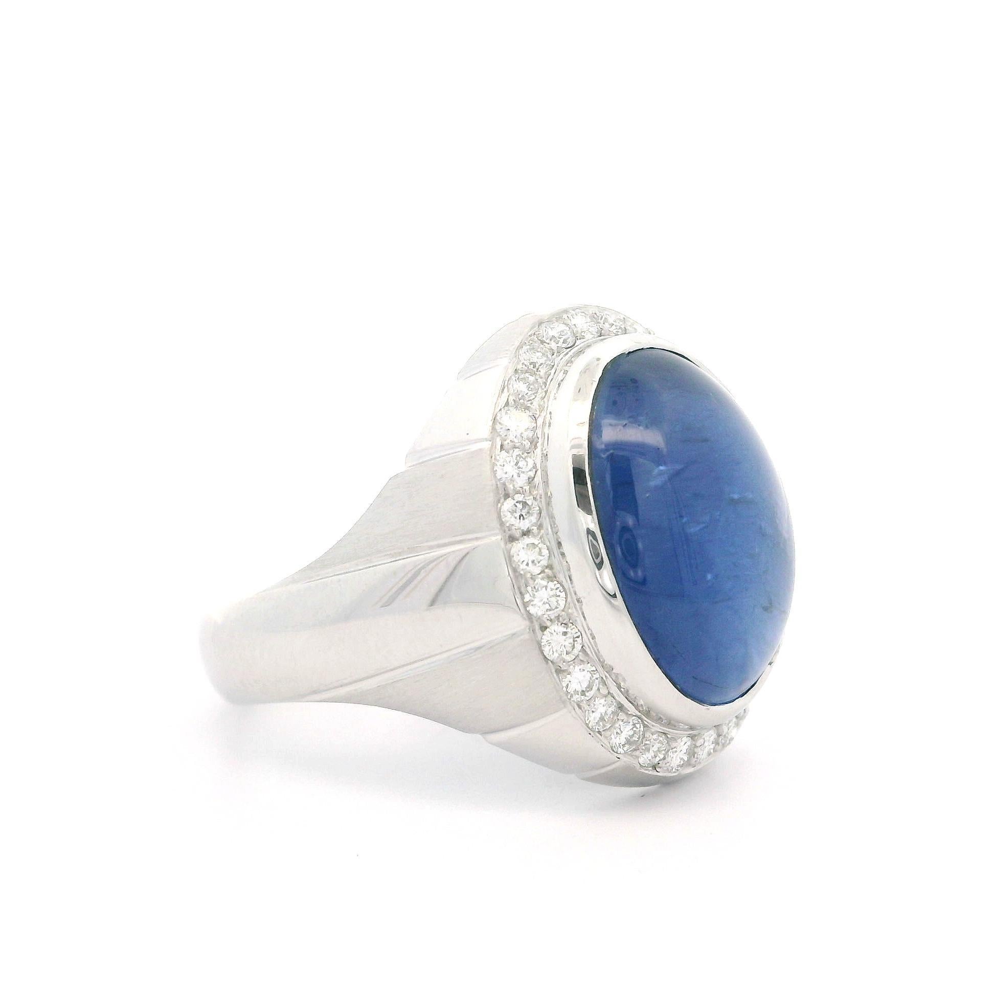 Platinum GIA 13.65ctw High Quality Blue Star Sapphire & Diamond Dual Finish Ring For Sale 13