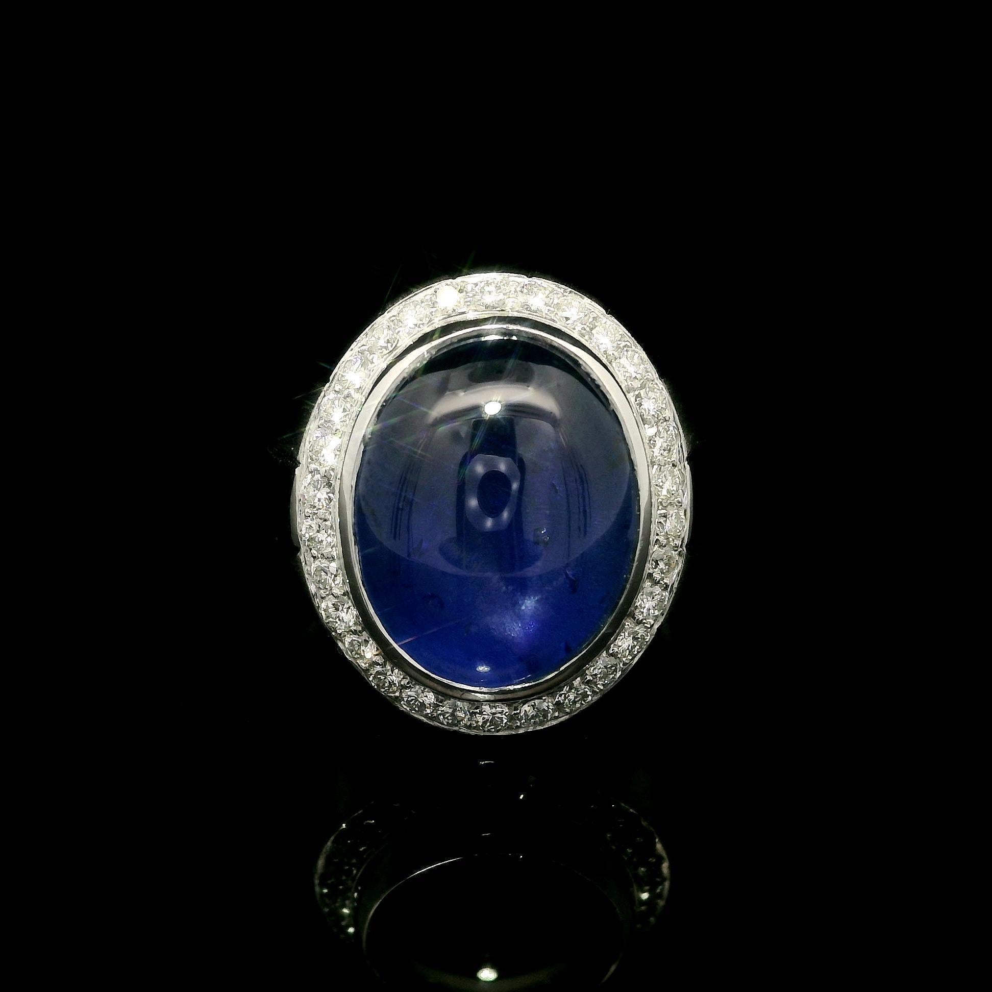 Platinum GIA 13.65ctw High Quality Blue Star Sapphire & Diamond Dual Finish Ring For Sale 14