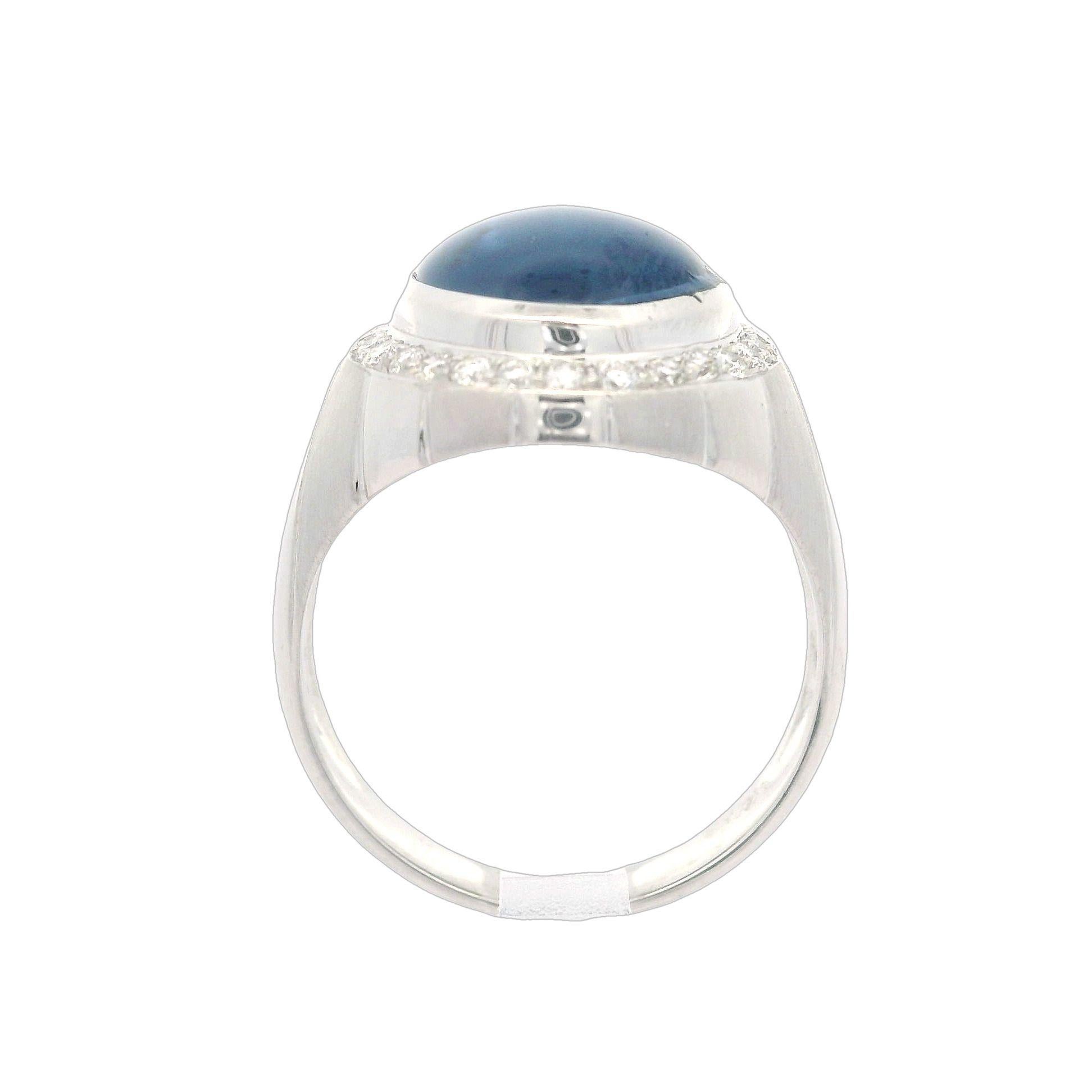 Platinum GIA 13.65ctw High Quality Blue Star Sapphire & Diamond Dual Finish Ring For Sale 1