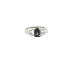 Platinum GIA 1.51ct Blue Purple Color Change Garnet w/ Diamond Step Sides Ring