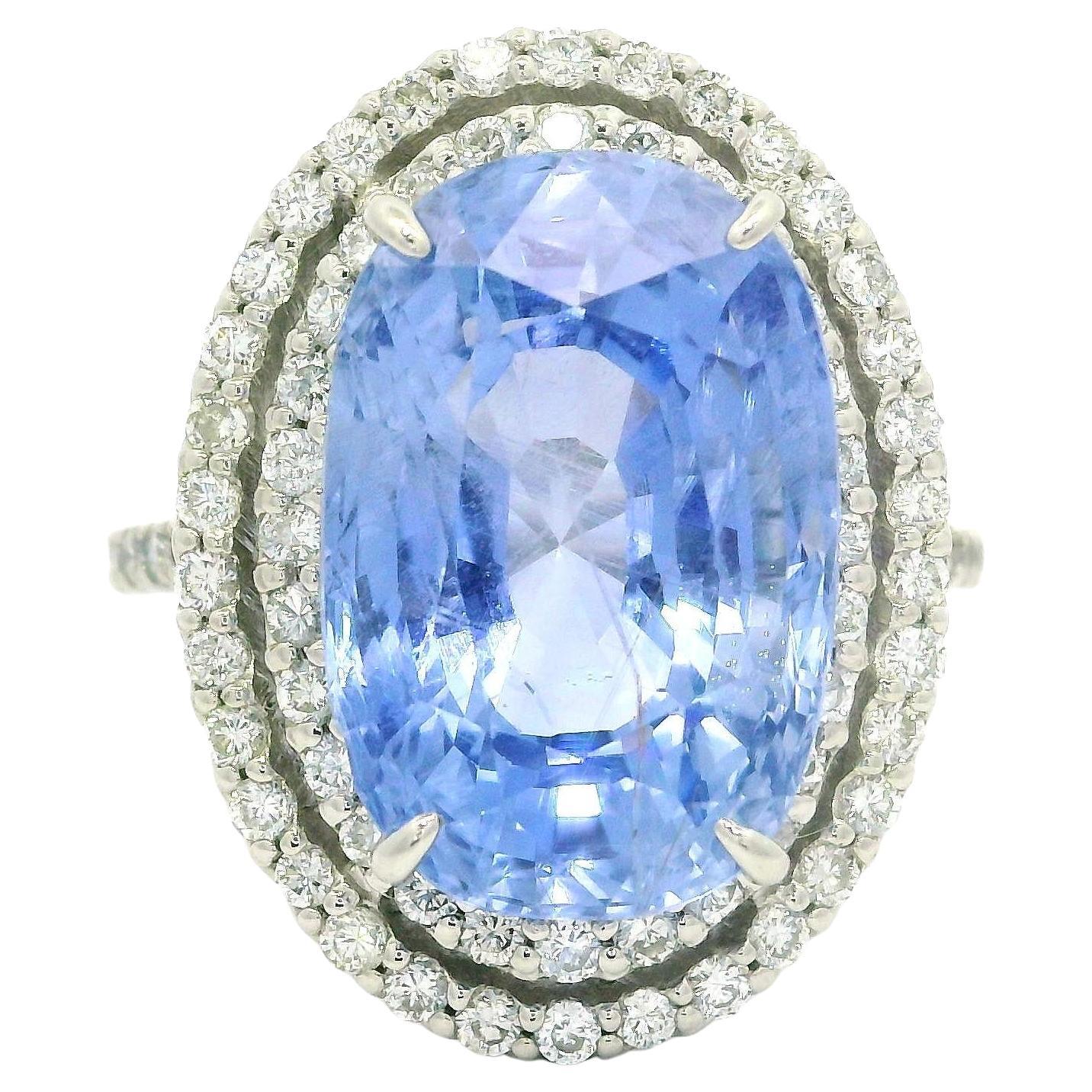 Platin GIA 15,48ctw große keine Hitze Ceylon Periwinkle Blue Sapphire Diamond Ring