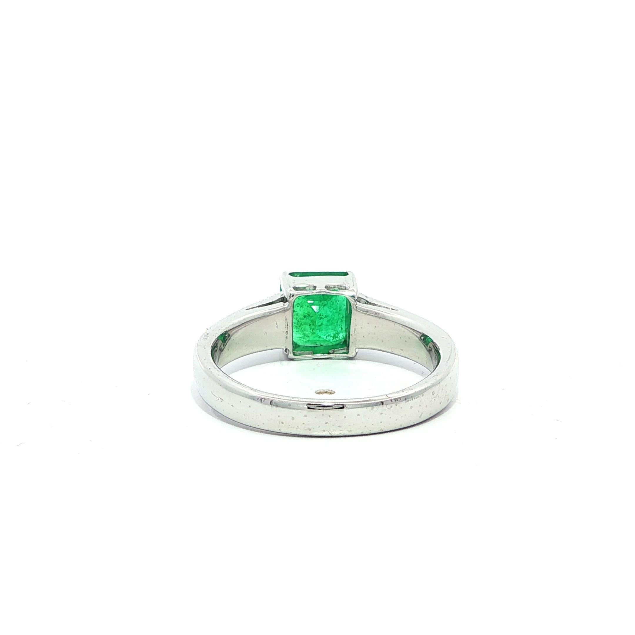 Platin GIA 1,61ctw kolumbianischen Smaragd Solitär w / Diamant-Verlobungsring im Angebot 3