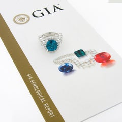 Platinum GIA 16.53ctw Large Cushion Blue Zircon Diamond Accents Cocktail Ring