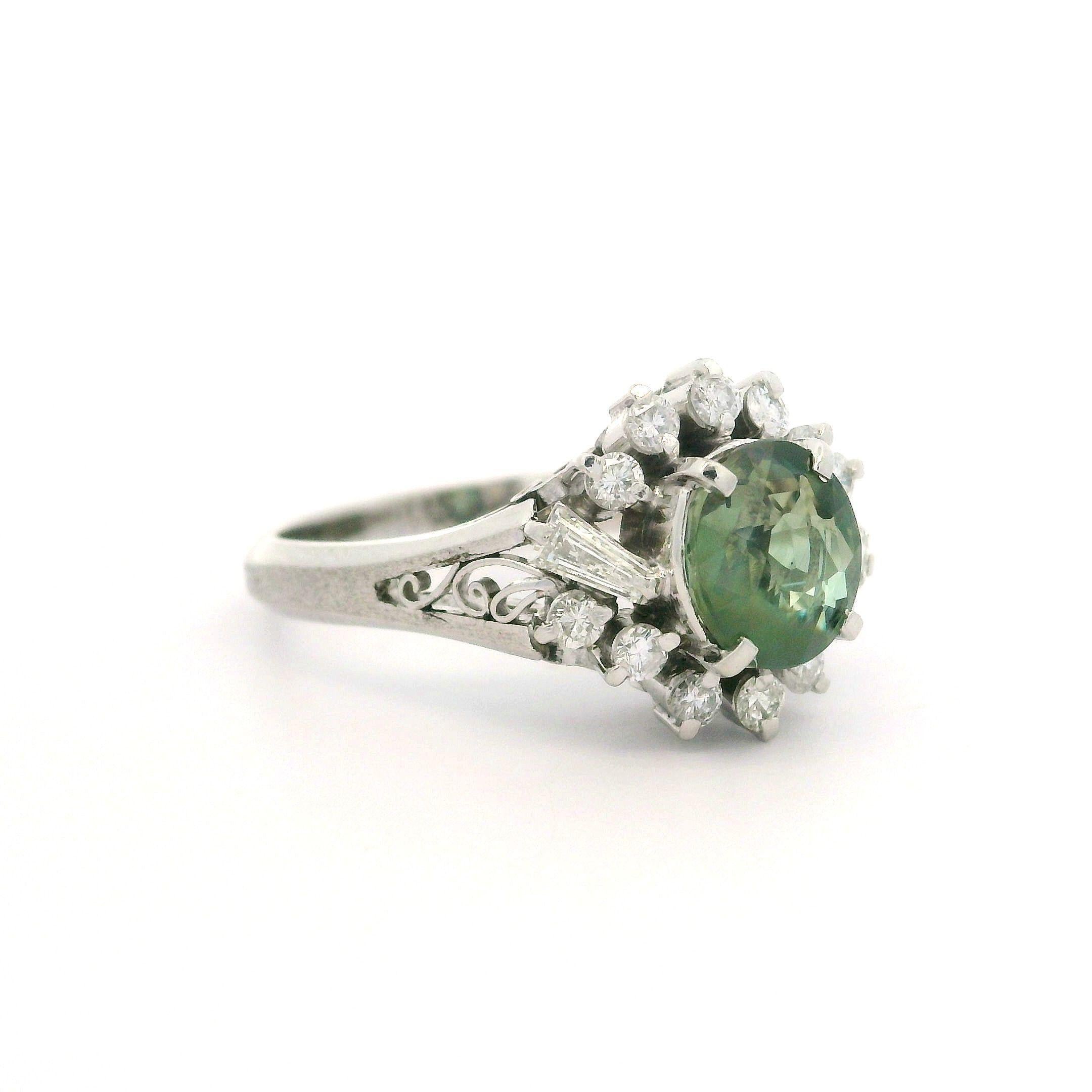 Platinum GIA 1.68ct Ceylon Green Purple Color Change Alexandrite & Diamond Ring 5