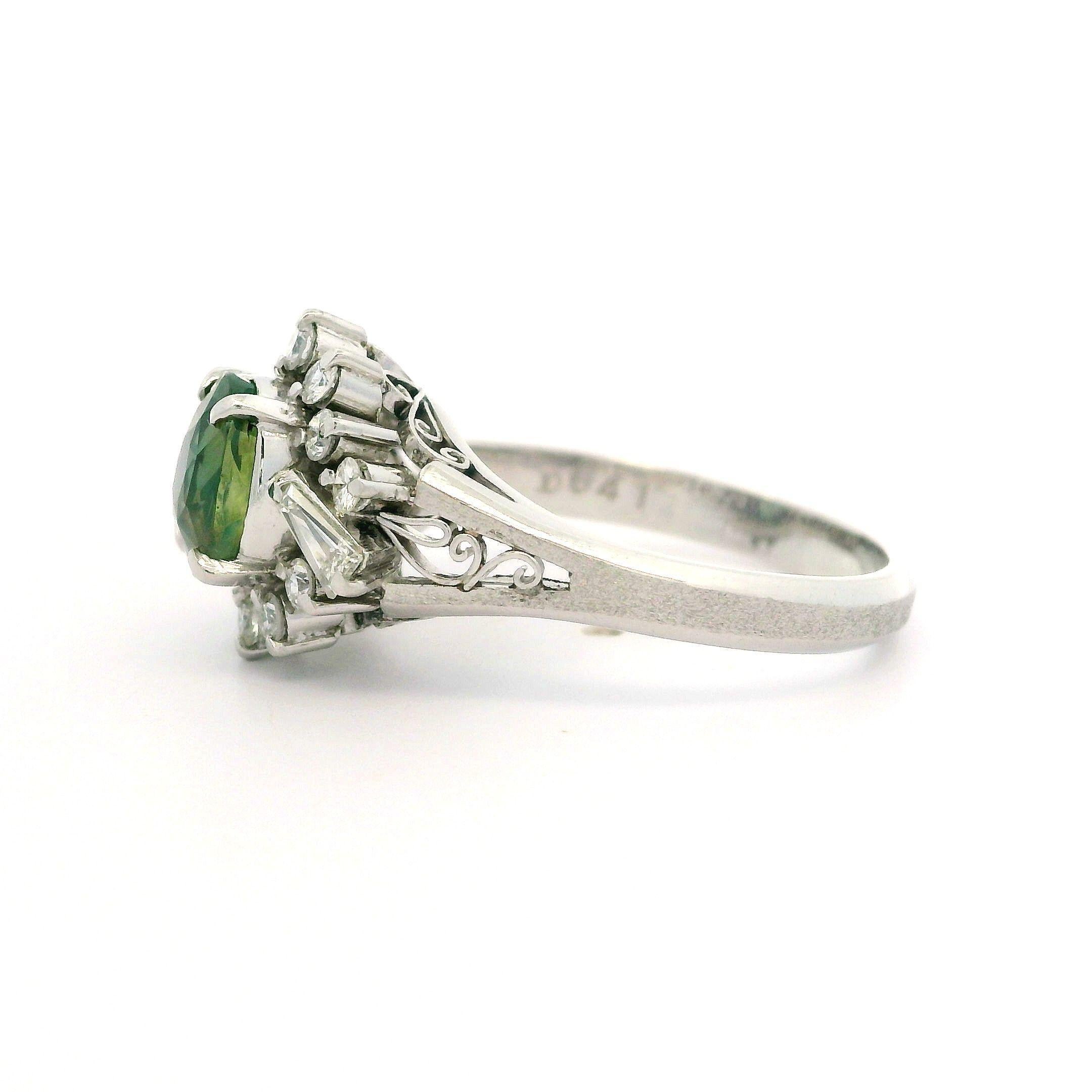 Platinum GIA 1.68ct Ceylon Green Purple Color Change Alexandrite & Diamond Ring 7