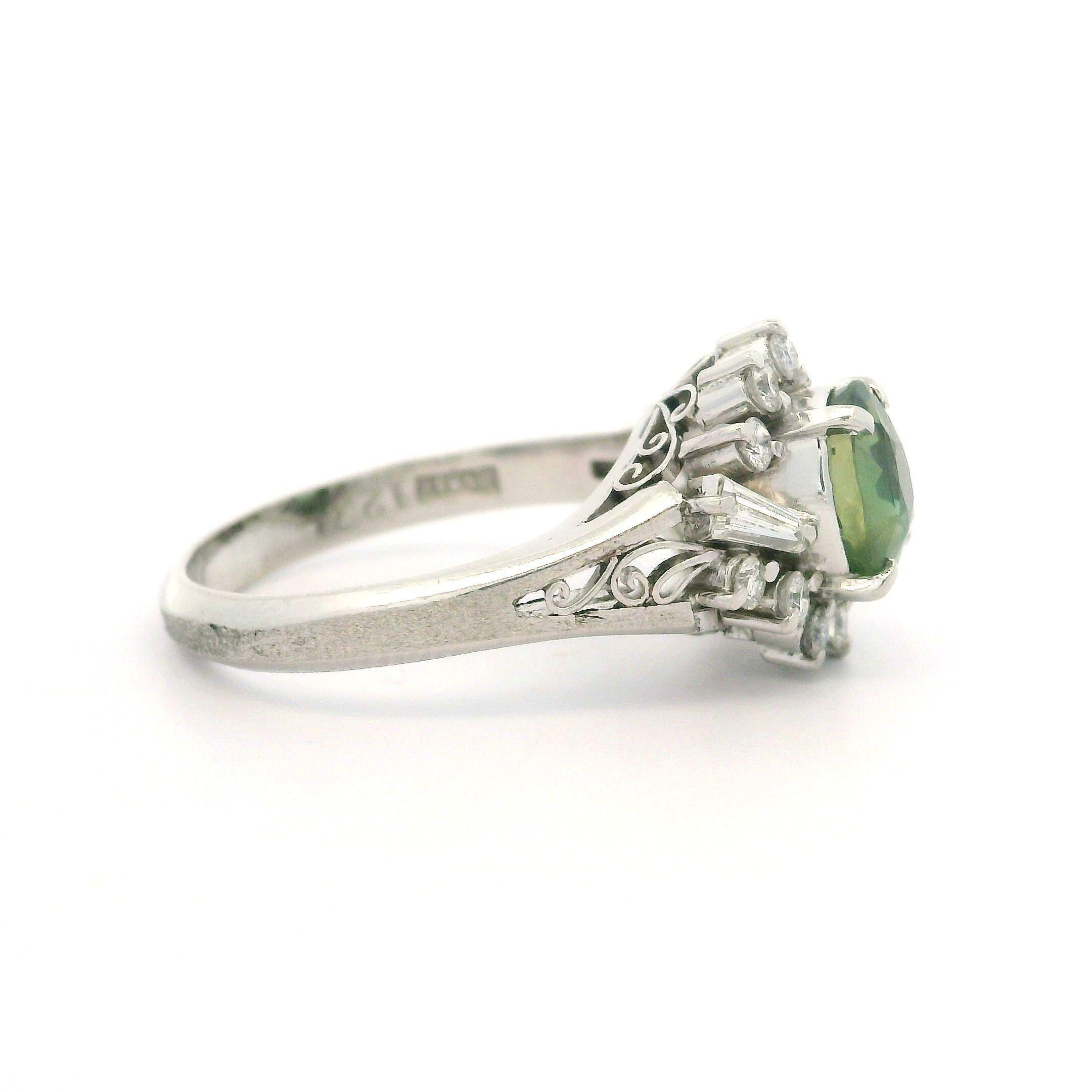 Platinum GIA 1.68ct Ceylon Green Purple Color Change Alexandrite & Diamond Ring 8