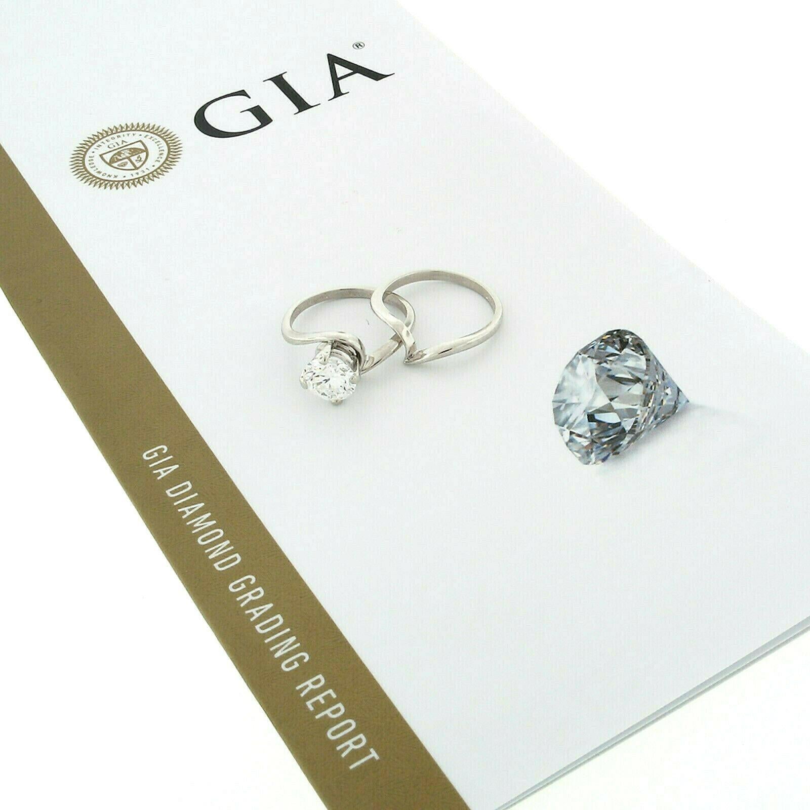 Platinum GIA 1.69ct D VS2 Round Diamond Jabel Engagement Ring & Wedding Band Set 6