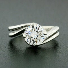 Platinum GIA 1.69ct D VS2 Round Diamond Jabel Engagement Ring & Wedding Band Set