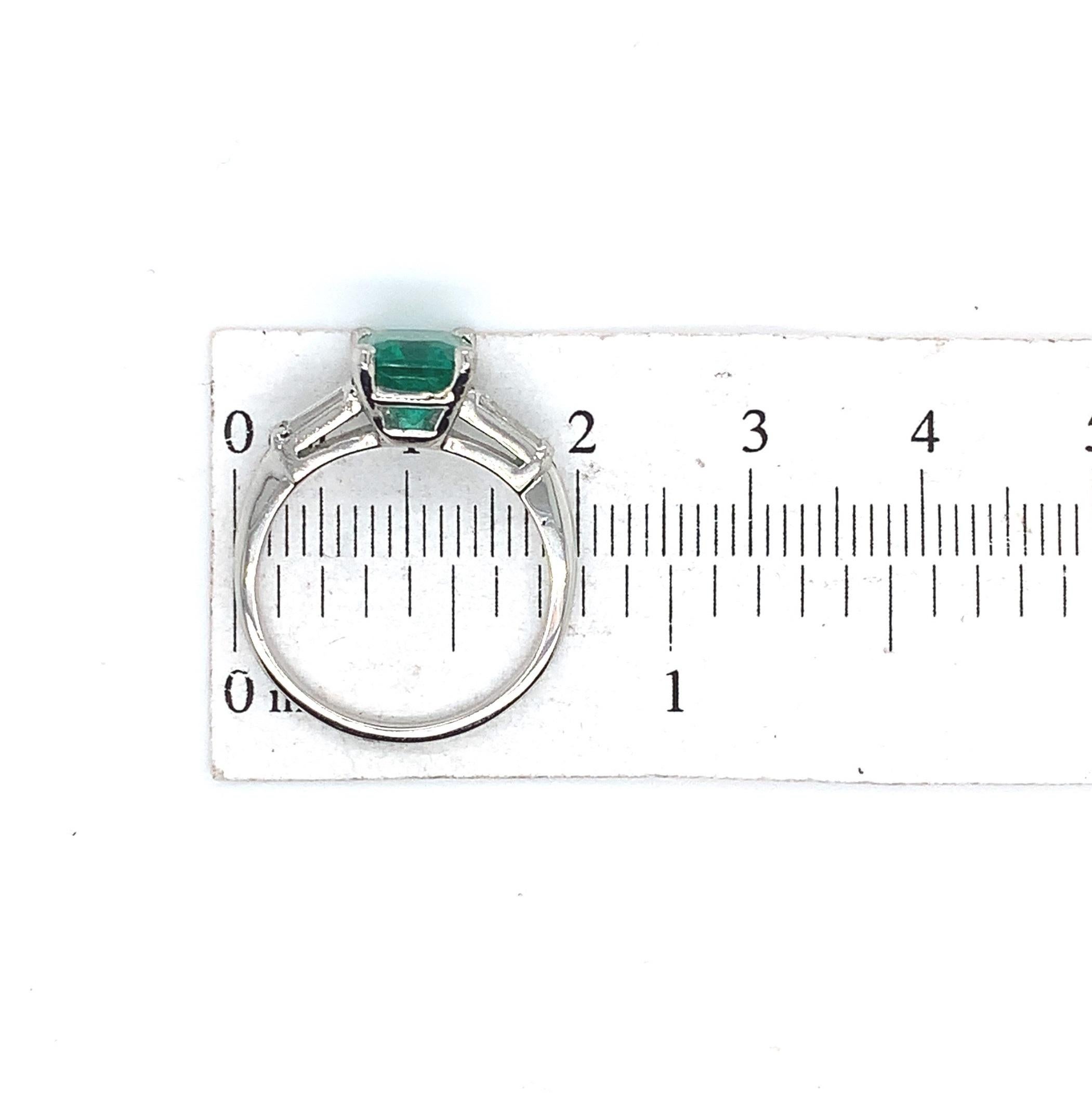 Platinum GIA 1.87 Carat Emerald and Diamond Ring For Sale 4