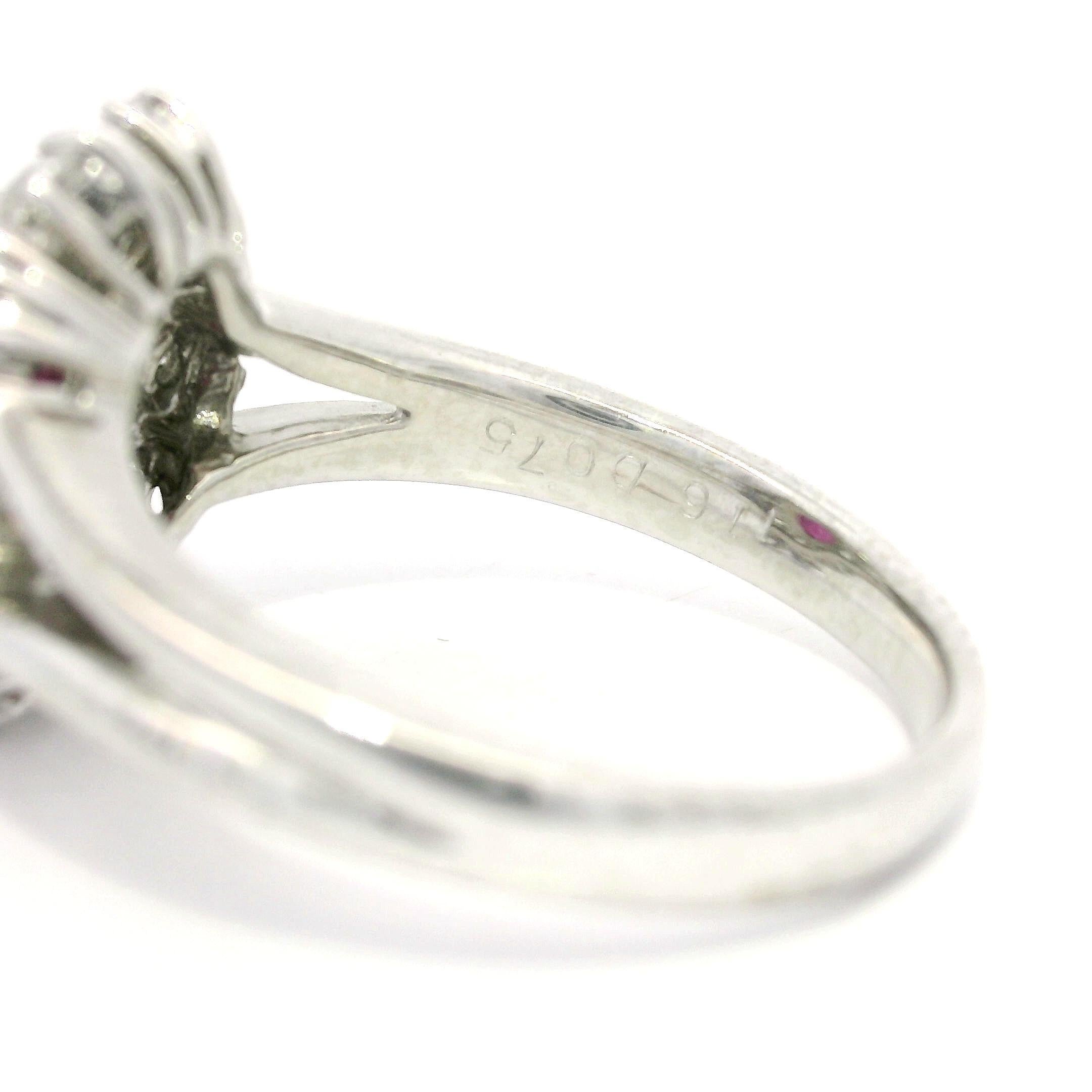 Anillo de Cóctel de Platino GIA 1,91ctw Rubí Oval con Doble Halo de Diamantes en venta 5