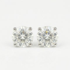 GIA Certified 2.10 Carat Round Cut Diamond E Color VVS1 Clarity Stud Earrings