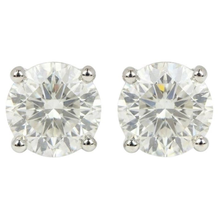 GIA Certified 2.10 Carat Round Cut Diamond E Color VVS1 Clarity Stud Earrings