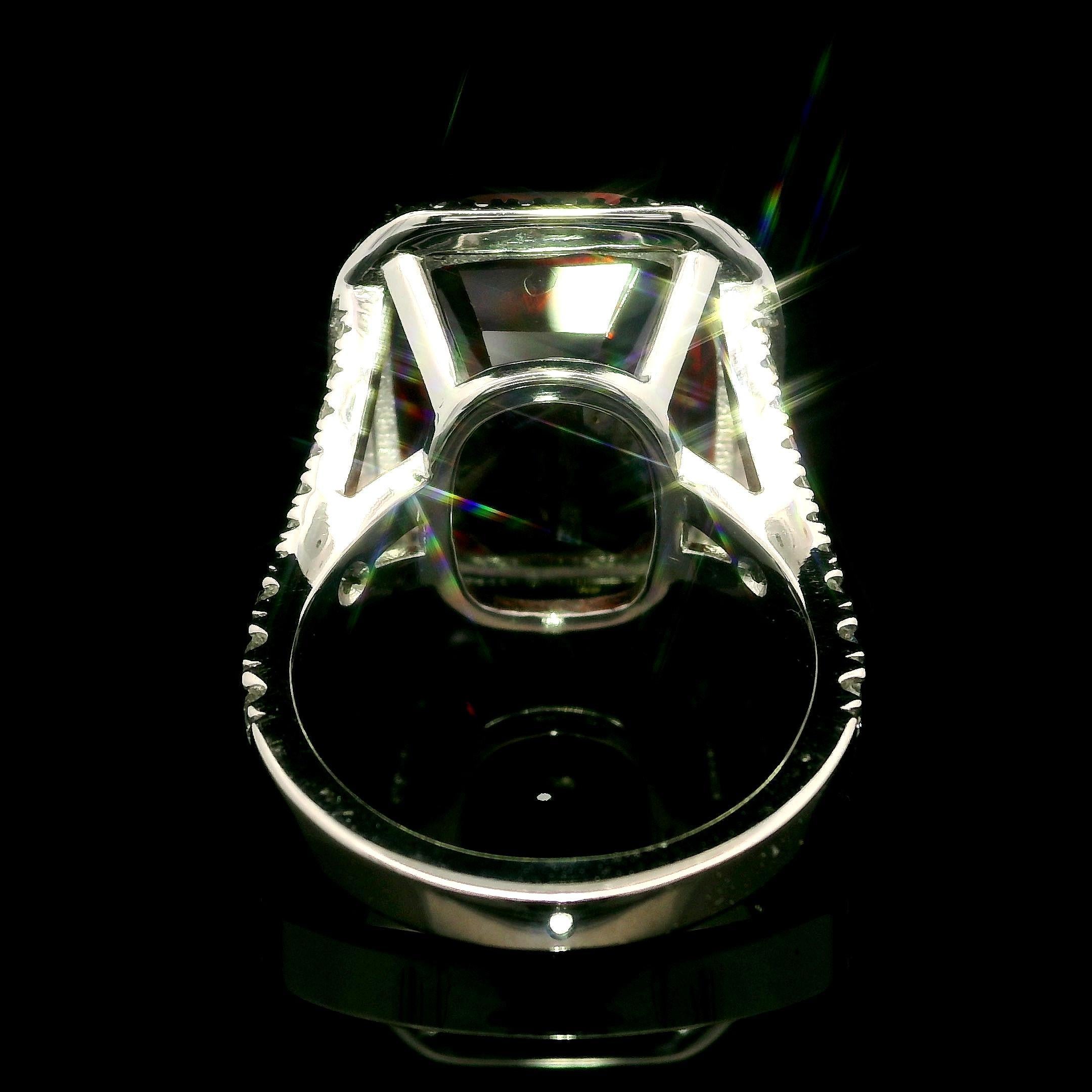 Platinum GIA 22.91ctw Spessartine Spessartite Garnet & Diamond Split Shank Ring For Sale 4