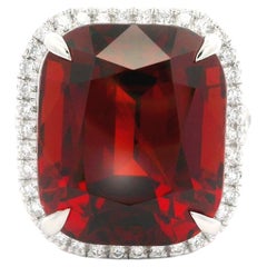 Platinum GIA 22.91ctw Spessartine Spessartite Garnet & Diamond Split Shank Ring