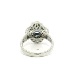 Platinum GIA 2.43ctw Very Nice Oval Sapphire w/ Diamond Ballerina Cocktail Ring