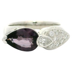 Platinum GIA 2.44ctw Dual Pear Color Change Unique Garnet Pave Diamond Ring