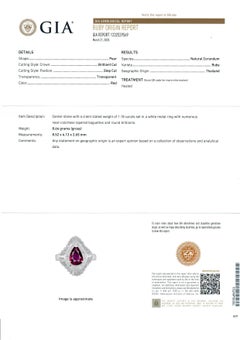Platinum GIA 2.55ctw Pear Ruby & Diamond Double Halo Ballerina Cocktail Ring