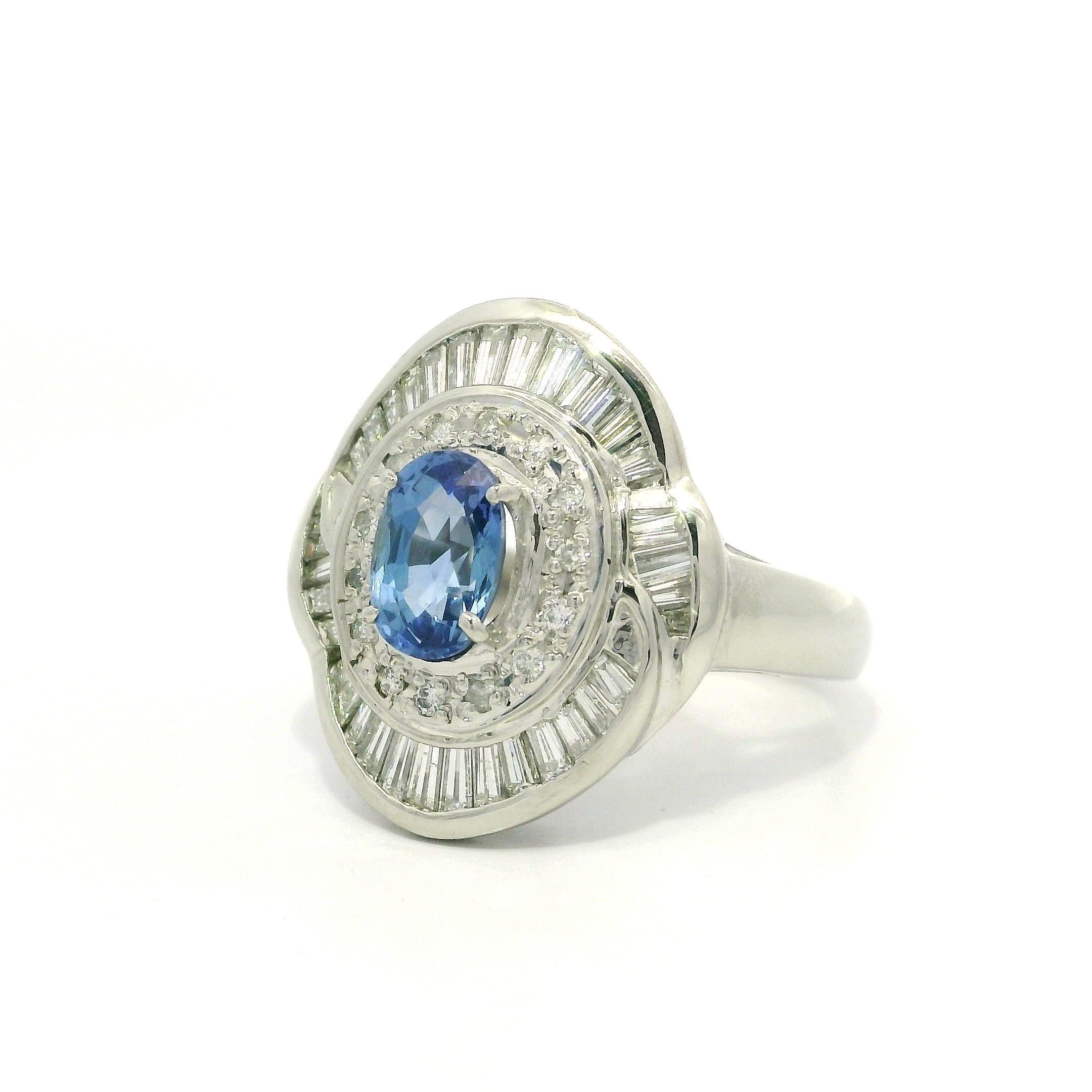 Platin GIA 2,57ctw keine Hitze Burma Saphir Diamant Low Profile Ballerina Ring im Angebot 9