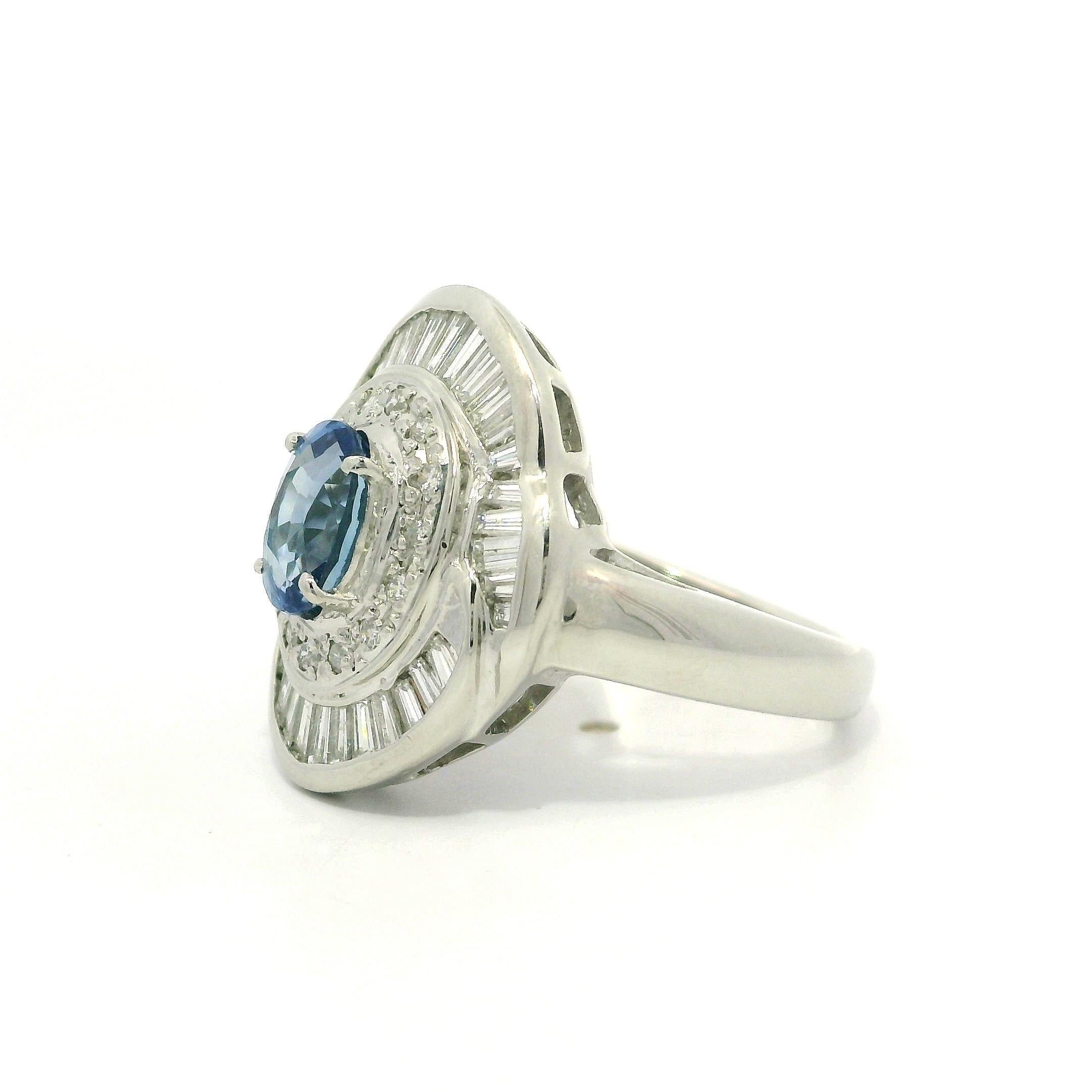 Platin GIA 2,57ctw keine Hitze Burma Saphir Diamant Low Profile Ballerina Ring im Angebot 10