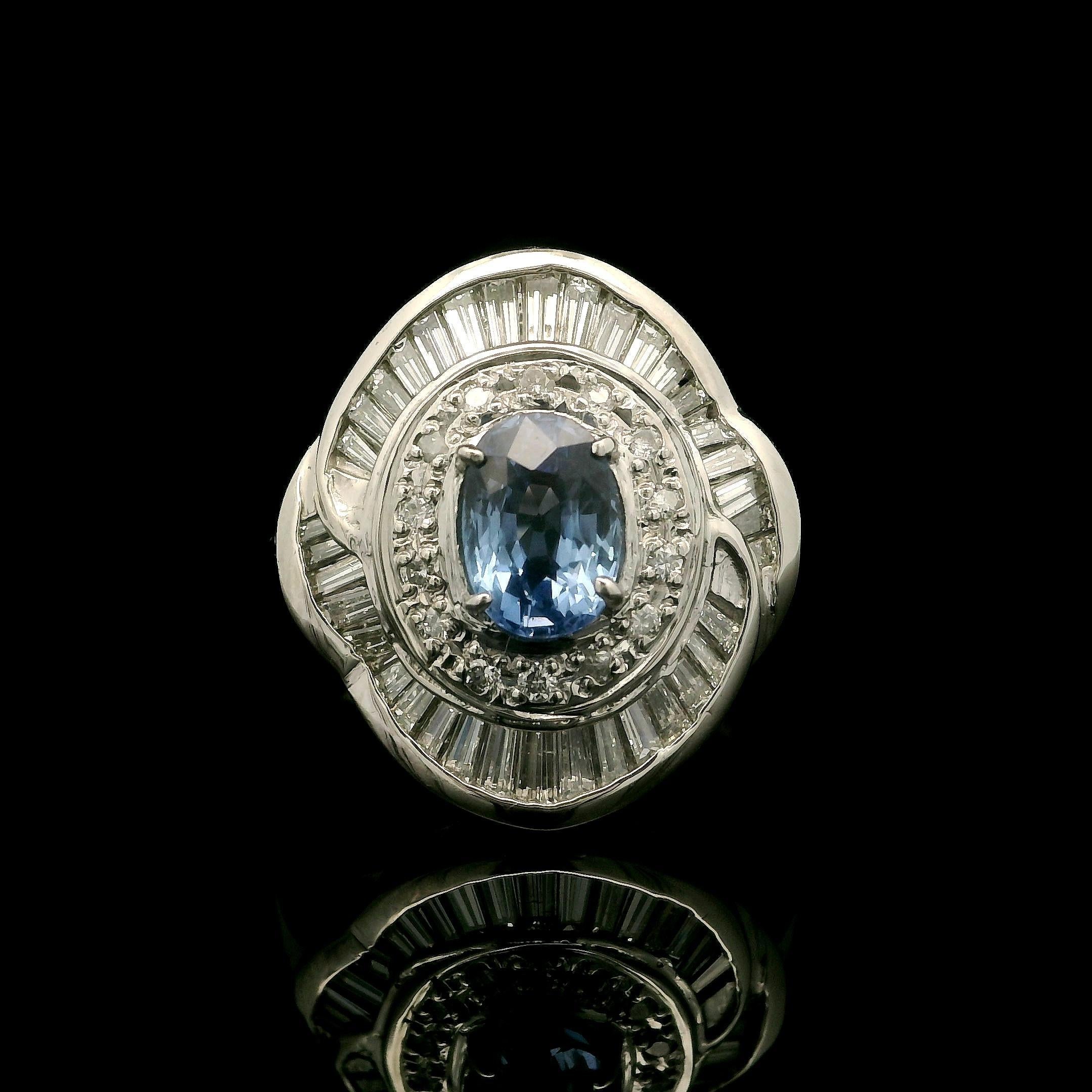 Platin GIA 2,57ctw keine Hitze Burma Saphir Diamant Low Profile Ballerina Ring im Angebot 12
