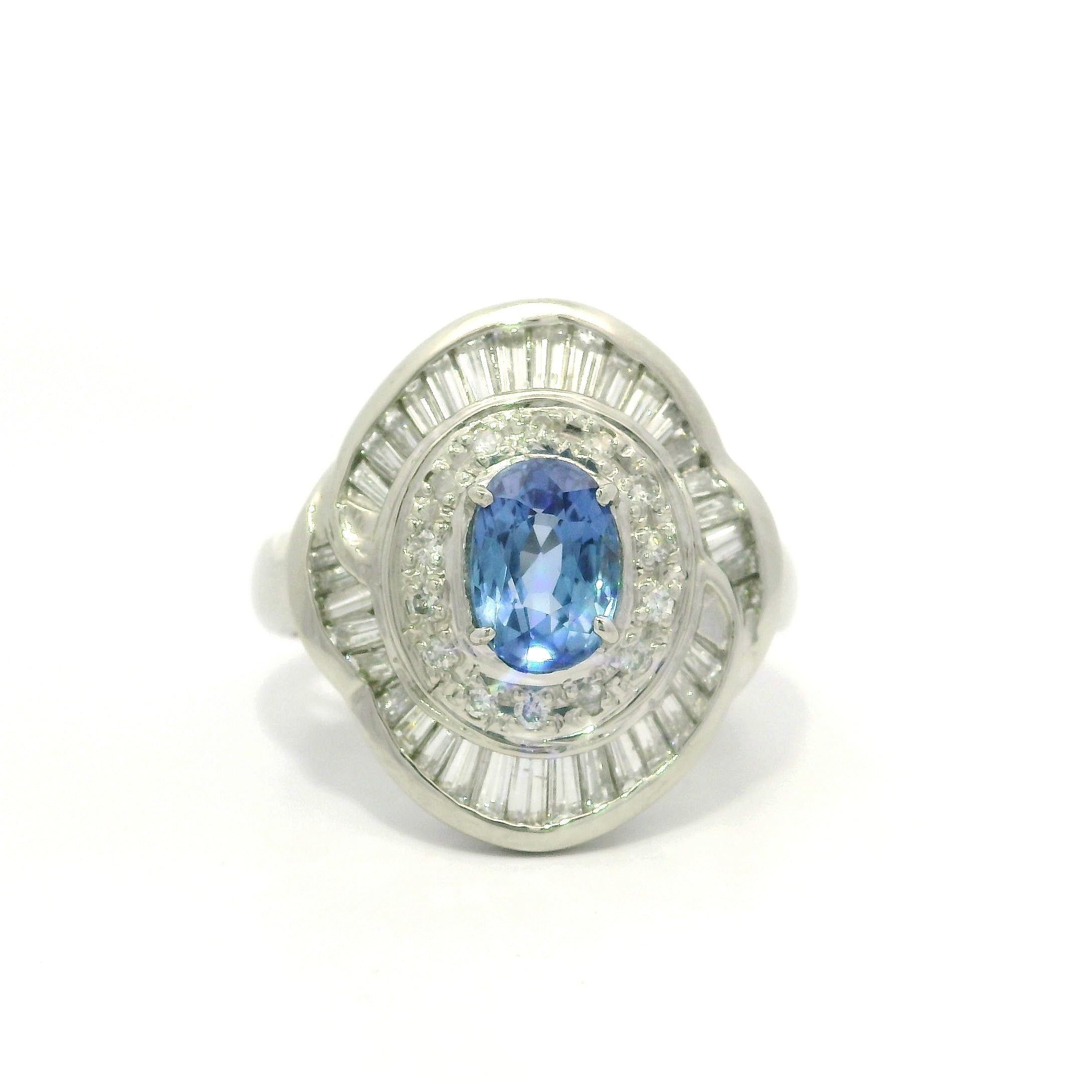Platin GIA 2,57ctw keine Hitze Burma Saphir Diamant Low Profile Ballerina Ring im Angebot 13