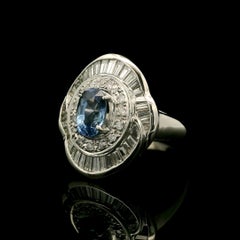 Platinum GIA 2.57ctw No Heat Burma Sapphire Diamond Low Profile Ballerina Ring