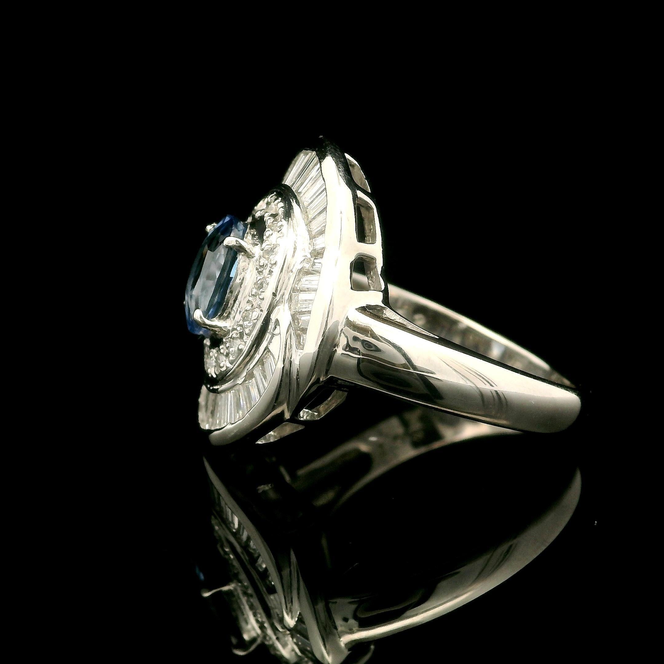 Platin GIA 2,57ctw keine Hitze Burma Saphir Diamant Low Profile Ballerina Ring im Angebot 1