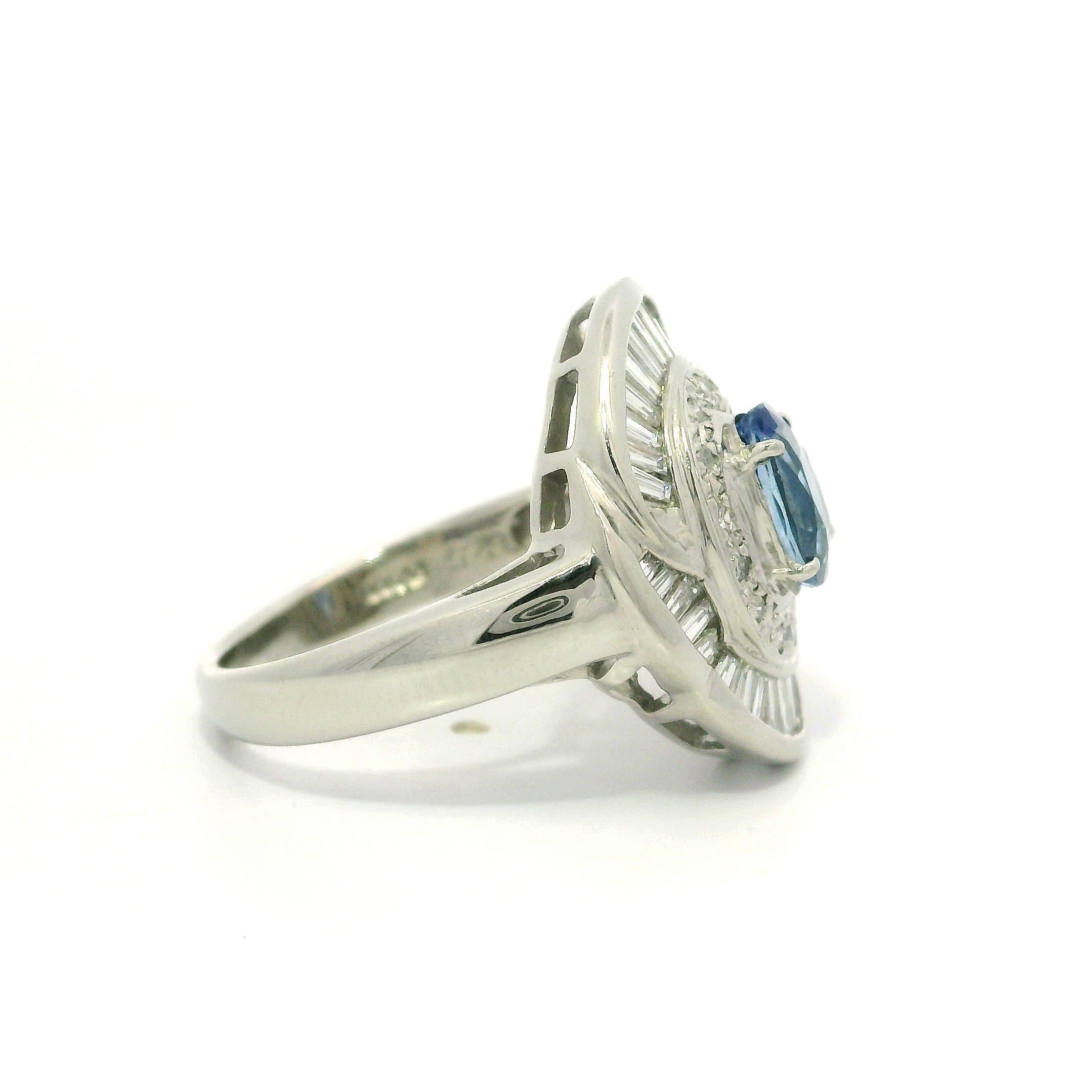 Platin GIA 2,57ctw keine Hitze Burma Saphir Diamant Low Profile Ballerina Ring im Angebot 3