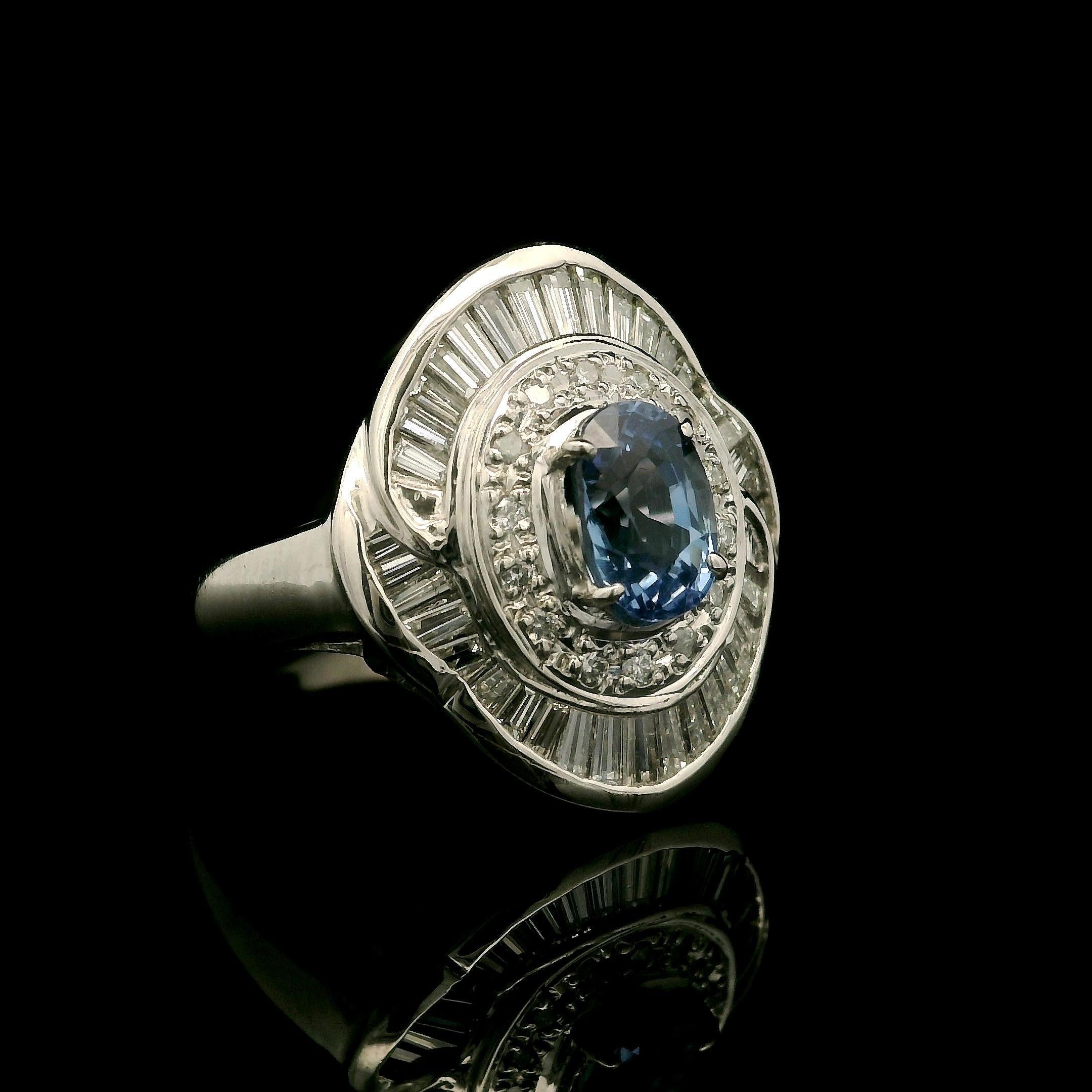 Platin GIA 2,57ctw keine Hitze Burma Saphir Diamant Low Profile Ballerina Ring im Angebot 4