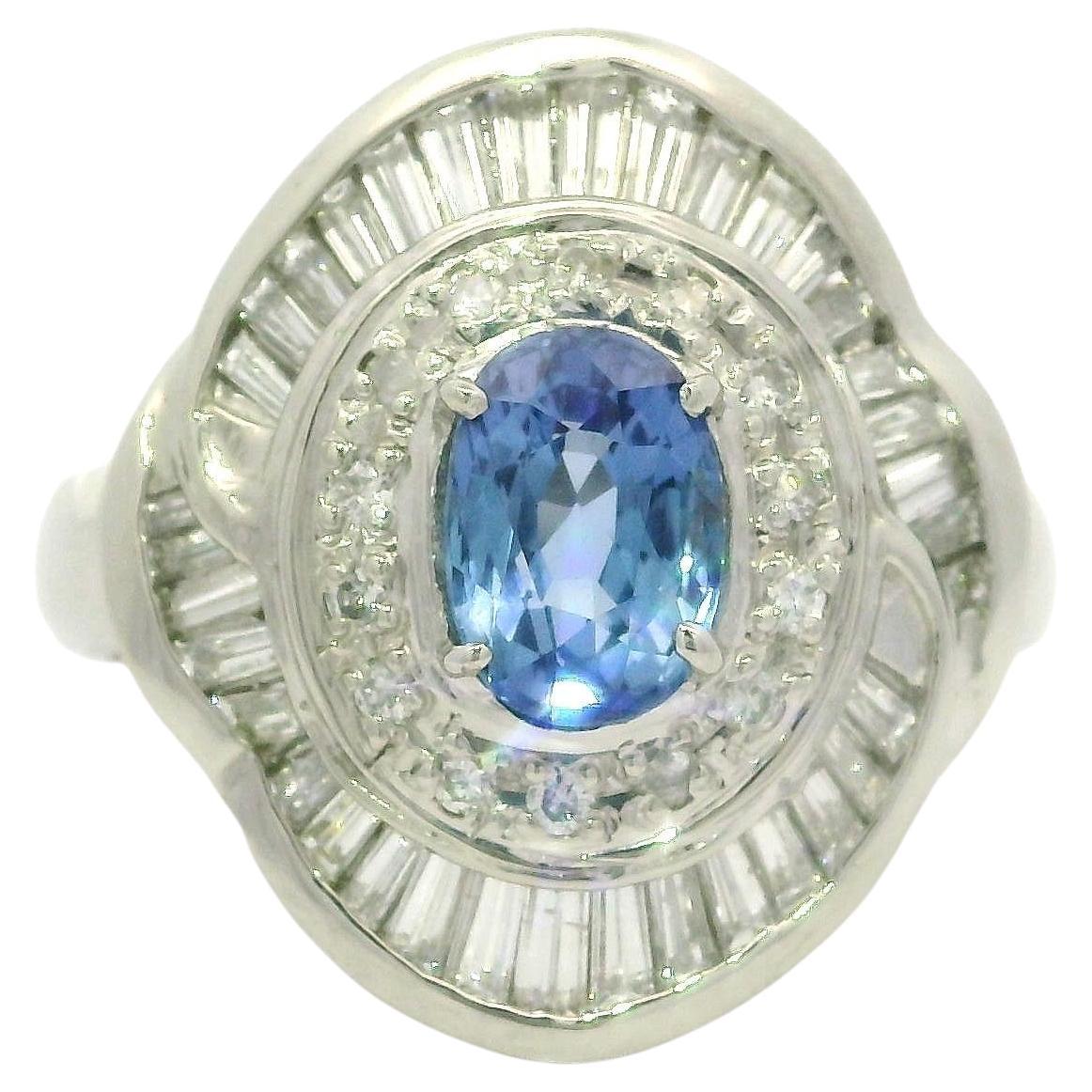 Platin GIA 2,57ctw keine Hitze Burma Saphir Diamant Low Profile Ballerina Ring im Angebot