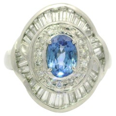 Platin GIA 2,57ctw keine Hitze Burma Saphir Diamant Low Profile Ballerina Ring
