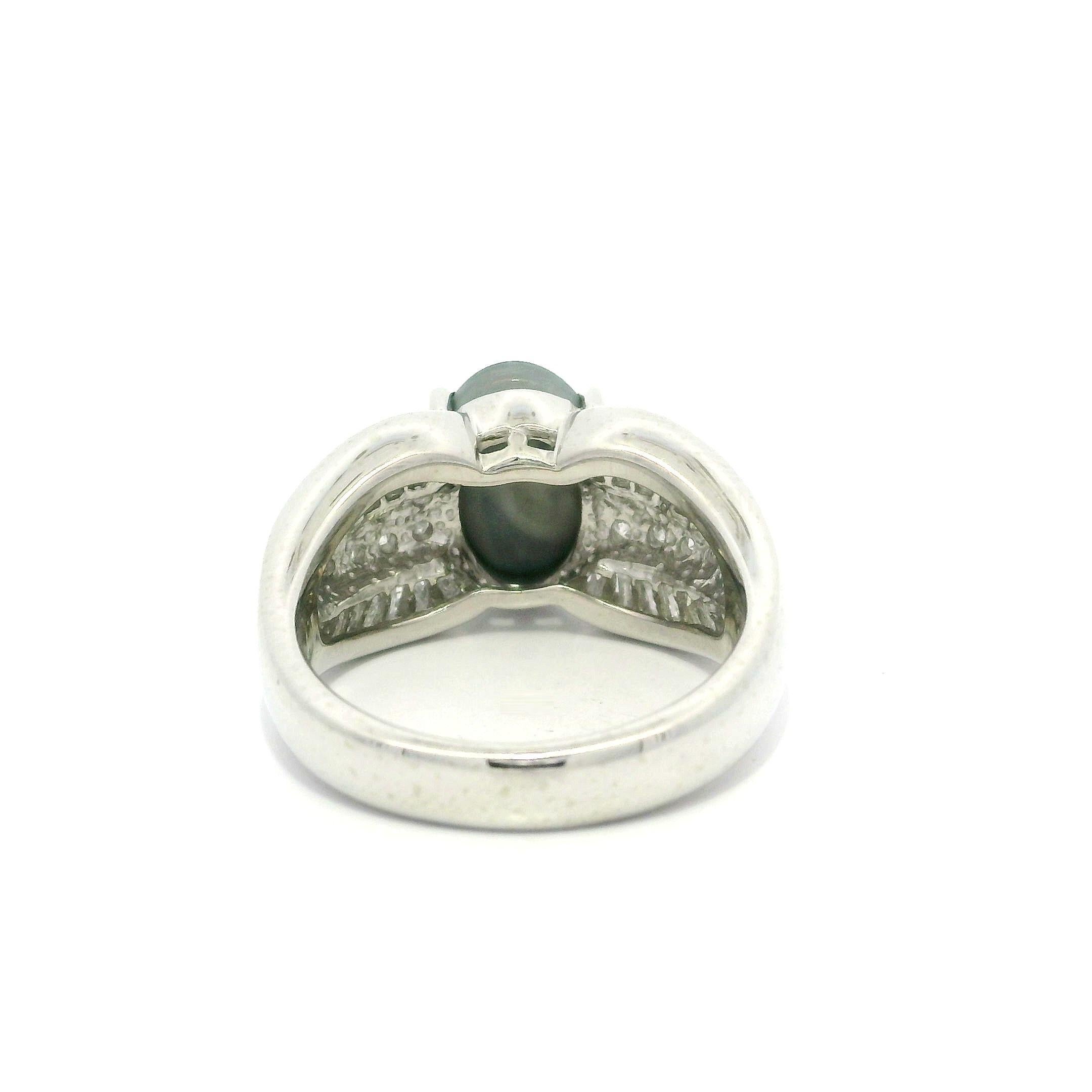 Platinum GIA 2.72ctw Mosaic Black Opal w/ Diamond Sided Cocktail Statement Ring For Sale 11