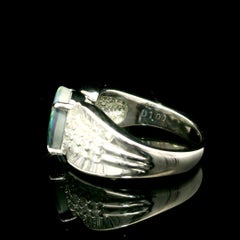 Platinum GIA 2.72ctw Mosaic Black Opal w/ Diamond Sided Cocktail Statement Ring