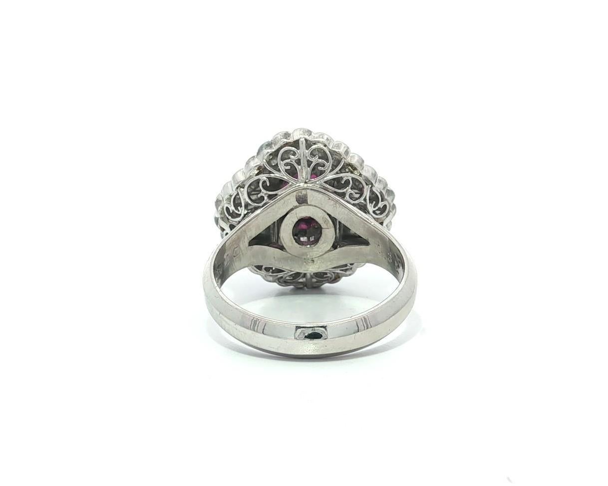 Platino GIA 2,77ctw Ceilán Vívido Zafiro Rosa Diamante Anillo Bailarina Ondulado en venta 6