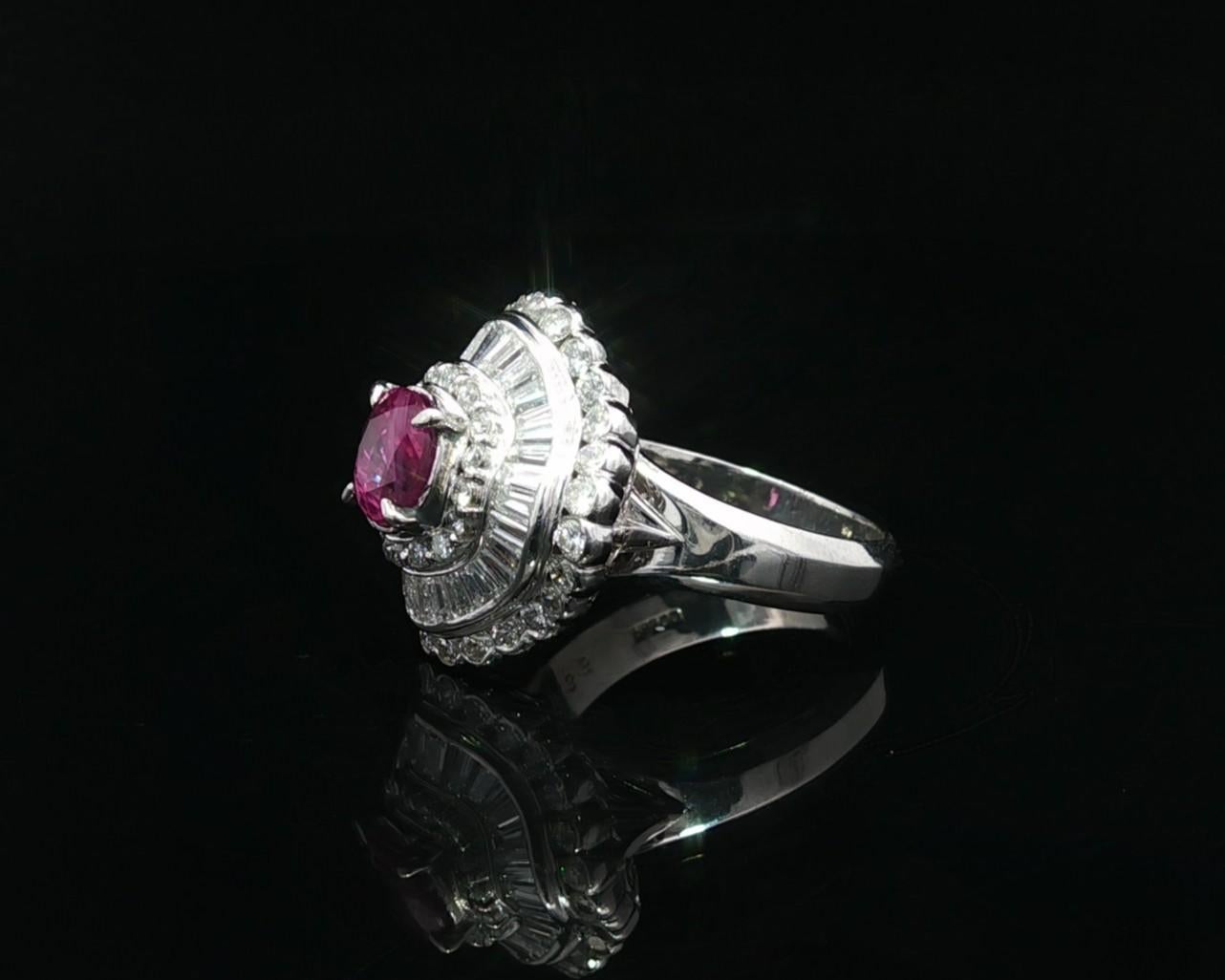 De las mujeres Platino GIA 2,77ctw Ceilán Vívido Zafiro Rosa Diamante Anillo Bailarina Ondulado en venta