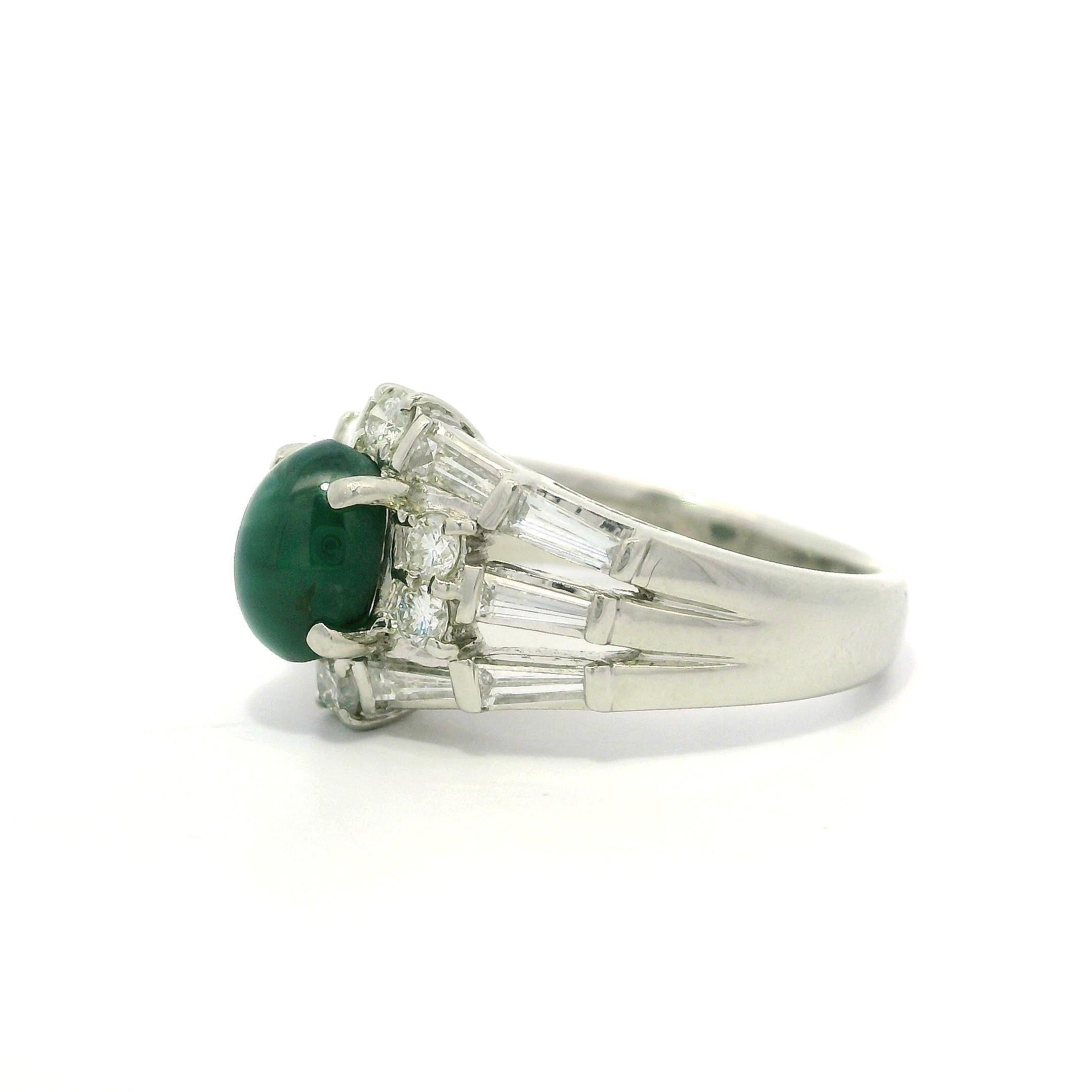Platinum GIA 2.78ctw Cat's Eye Alexandrite Baguette Diamond Stack Look Ring For Sale 8