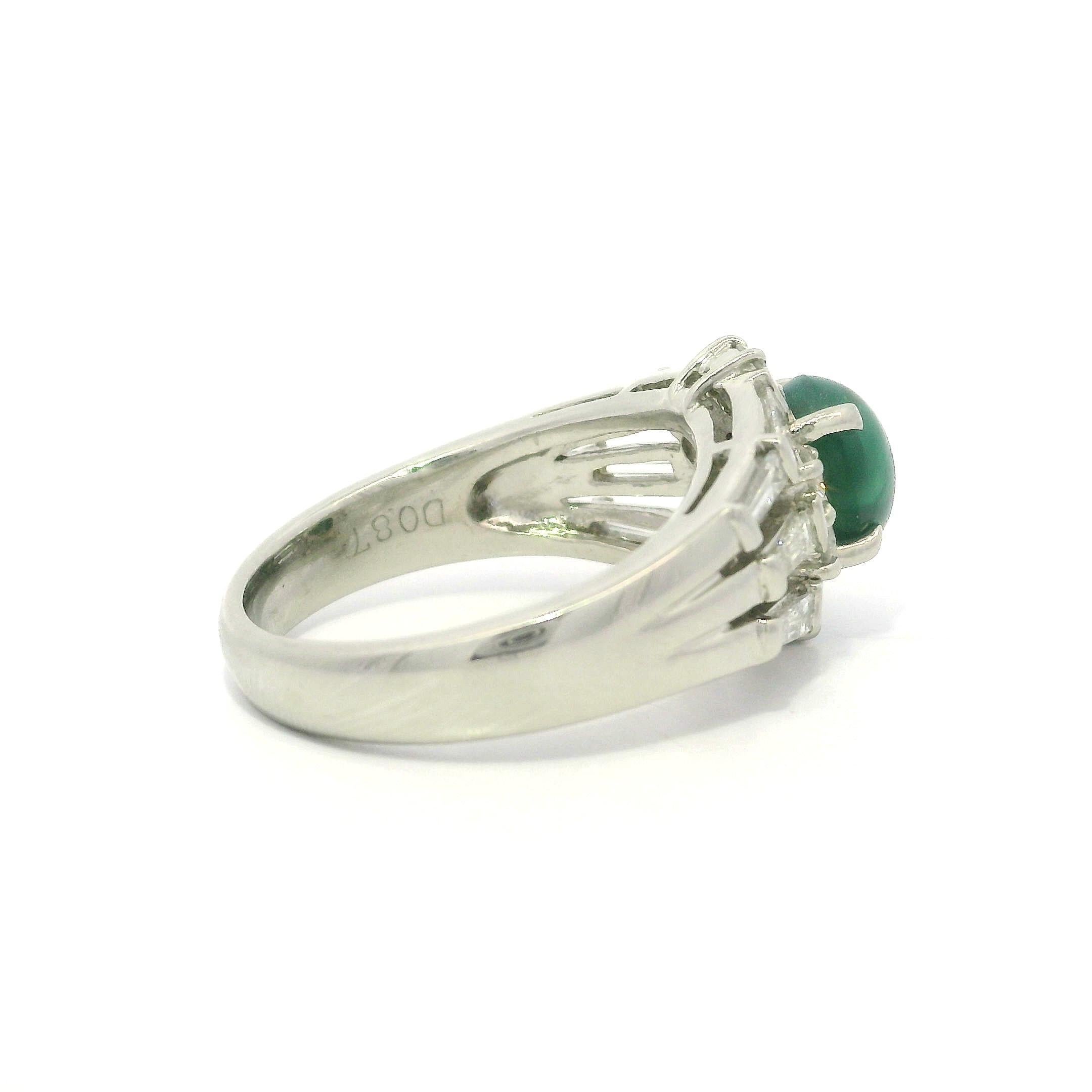 Platinum GIA 2.78ctw Cat's Eye Alexandrite Baguette Diamond Stack Look Ring For Sale 2