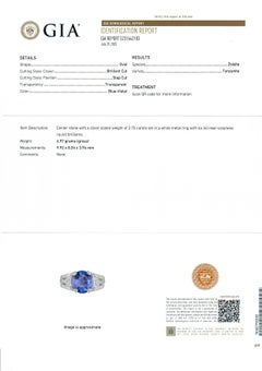 Platinum GIA 2.81ctw Oval Tanzanite w/ Diamond Sides Split Shank Cocktail Ring