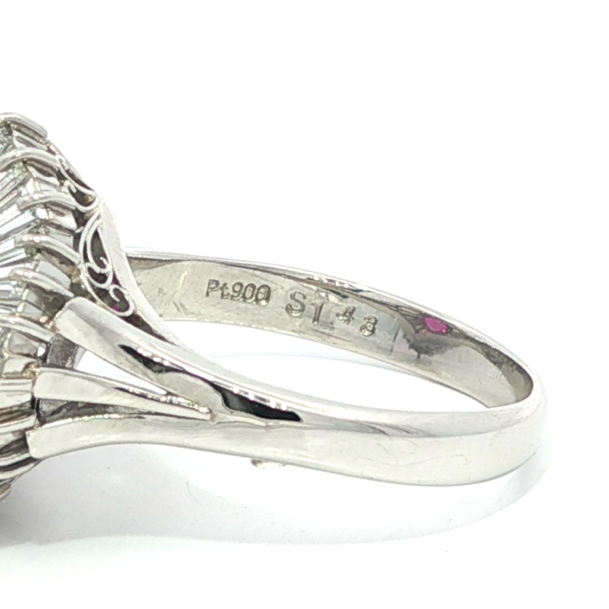 Platinum GIA 2.91ctw Burma Vivid Pink Sapphire Diamond Wavy Ballerina Ring In Good Condition For Sale In Montclair, NJ