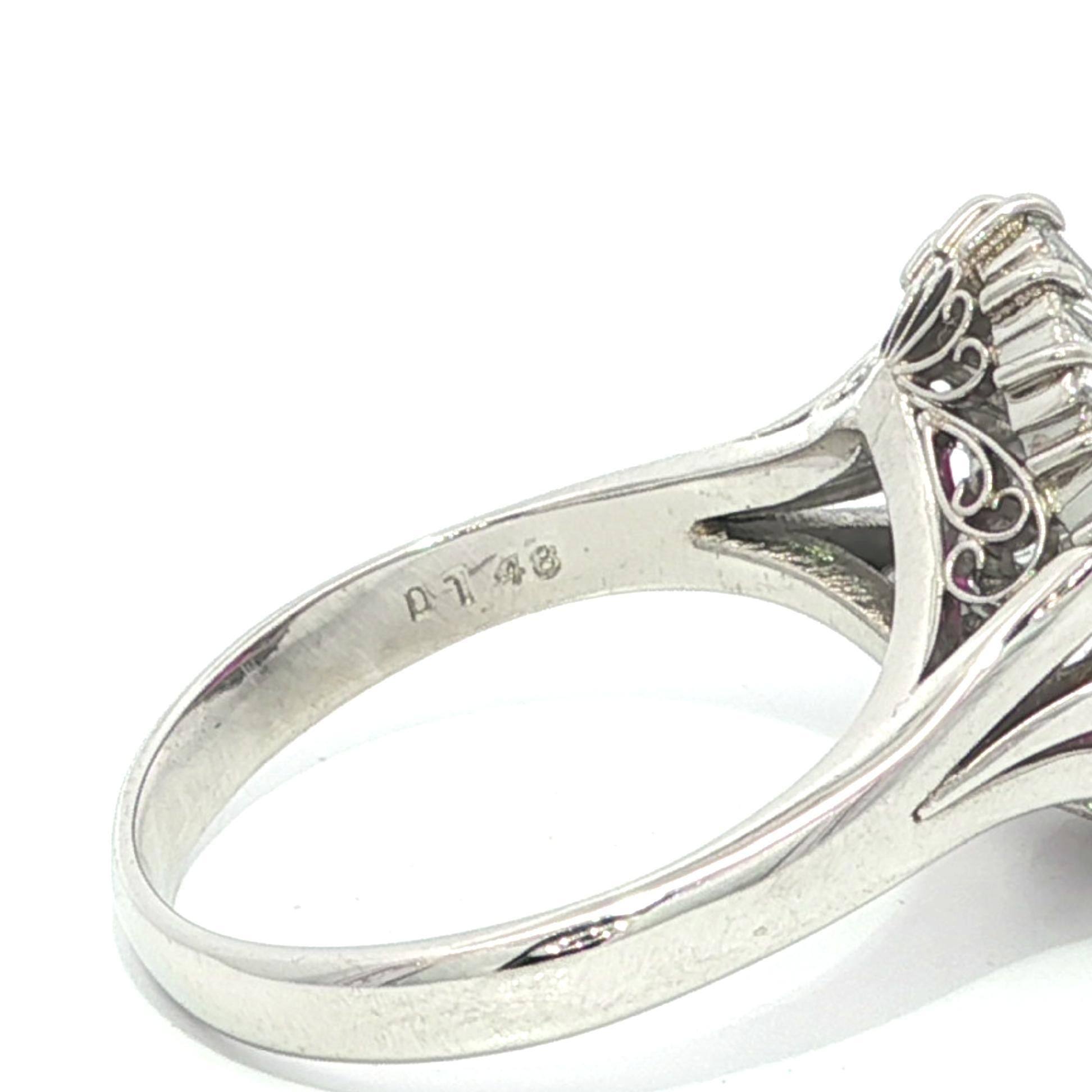 Platinum GIA 2.91ctw Burma Vivid Pink Sapphire Diamond Wavy Ballerina Ring For Sale 1