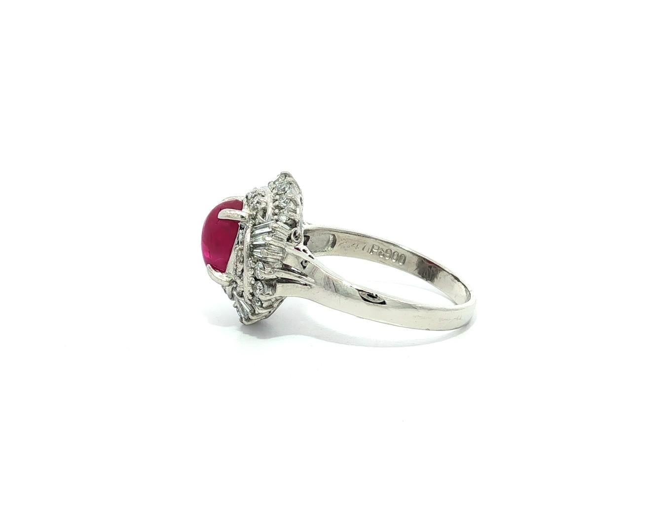 Platino GIA 2,98ct Burma No Heat Star Ruby con vortice di diamanti Mini Ballerina Ring in vendita 6