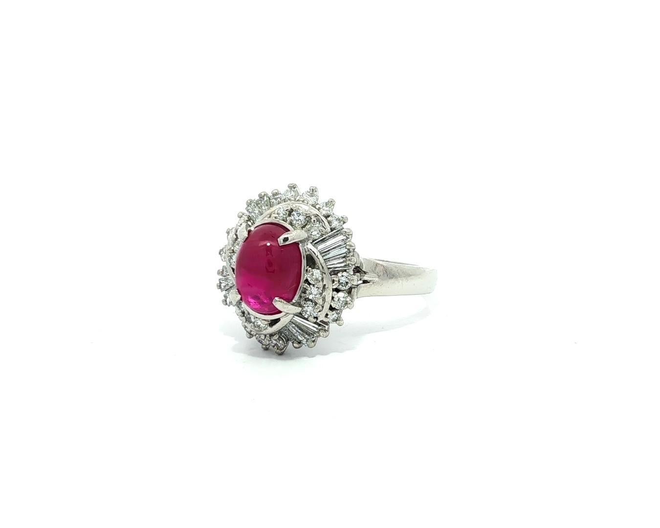 Platino GIA 2,98ct Burma No Heat Star Ruby con vortice di diamanti Mini Ballerina Ring in vendita 9
