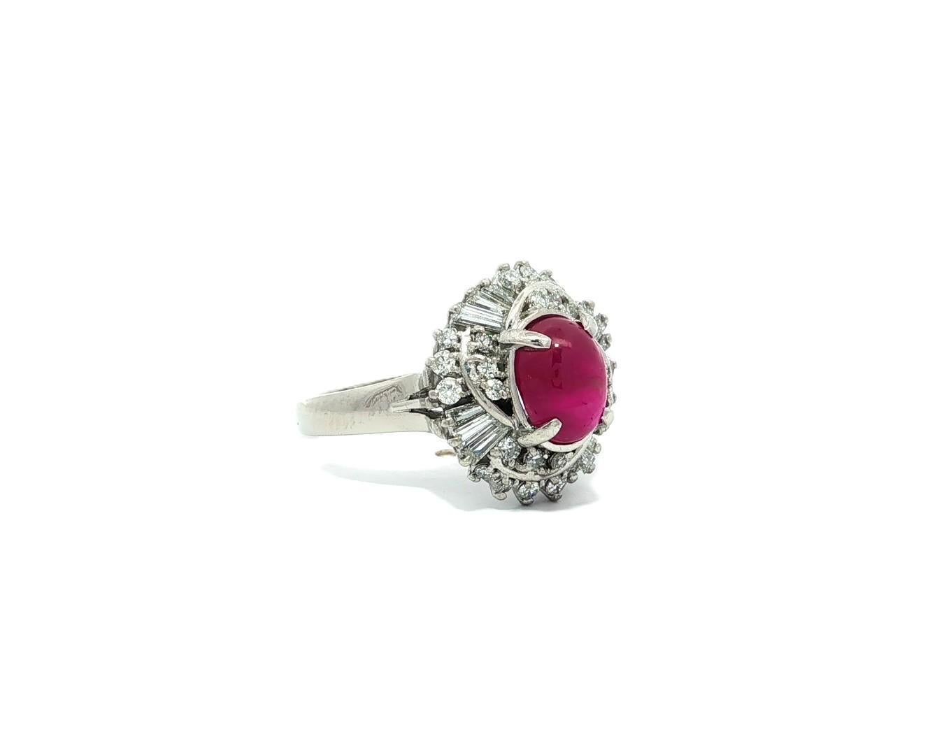Platino GIA 2,98ct Burma No Heat Star Ruby con vortice di diamanti Mini Ballerina Ring in vendita 10