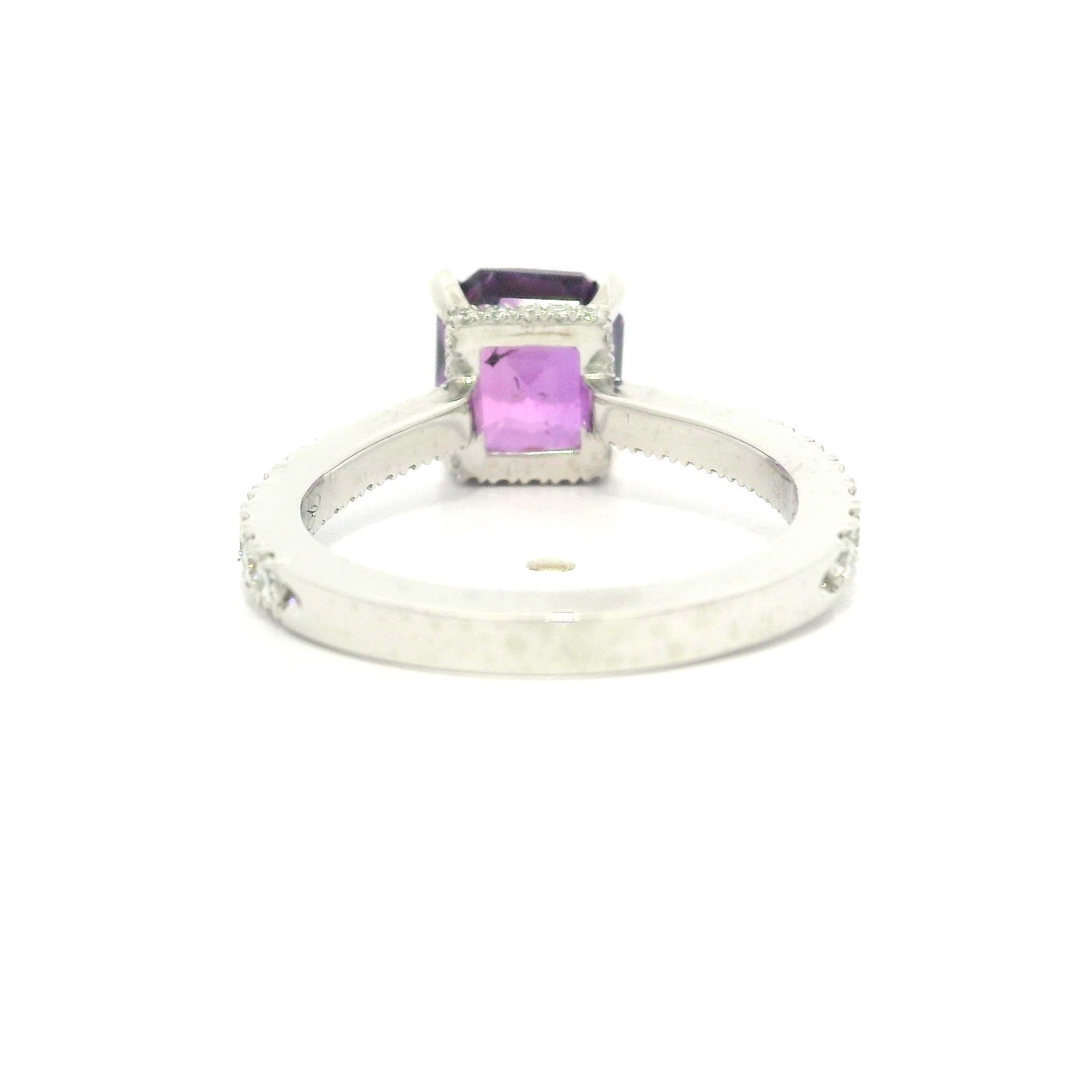 Platin GIA 3,03ct keine Hitze lebendige rosa lila Saphir mit Diamant-Schaft Ring im Angebot 8