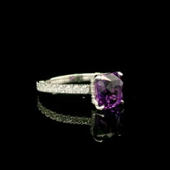 Platinum GIA 3.03ct No Heat Vivid Pinkish Purple Sapphire w/ Diamond Shank Ring
