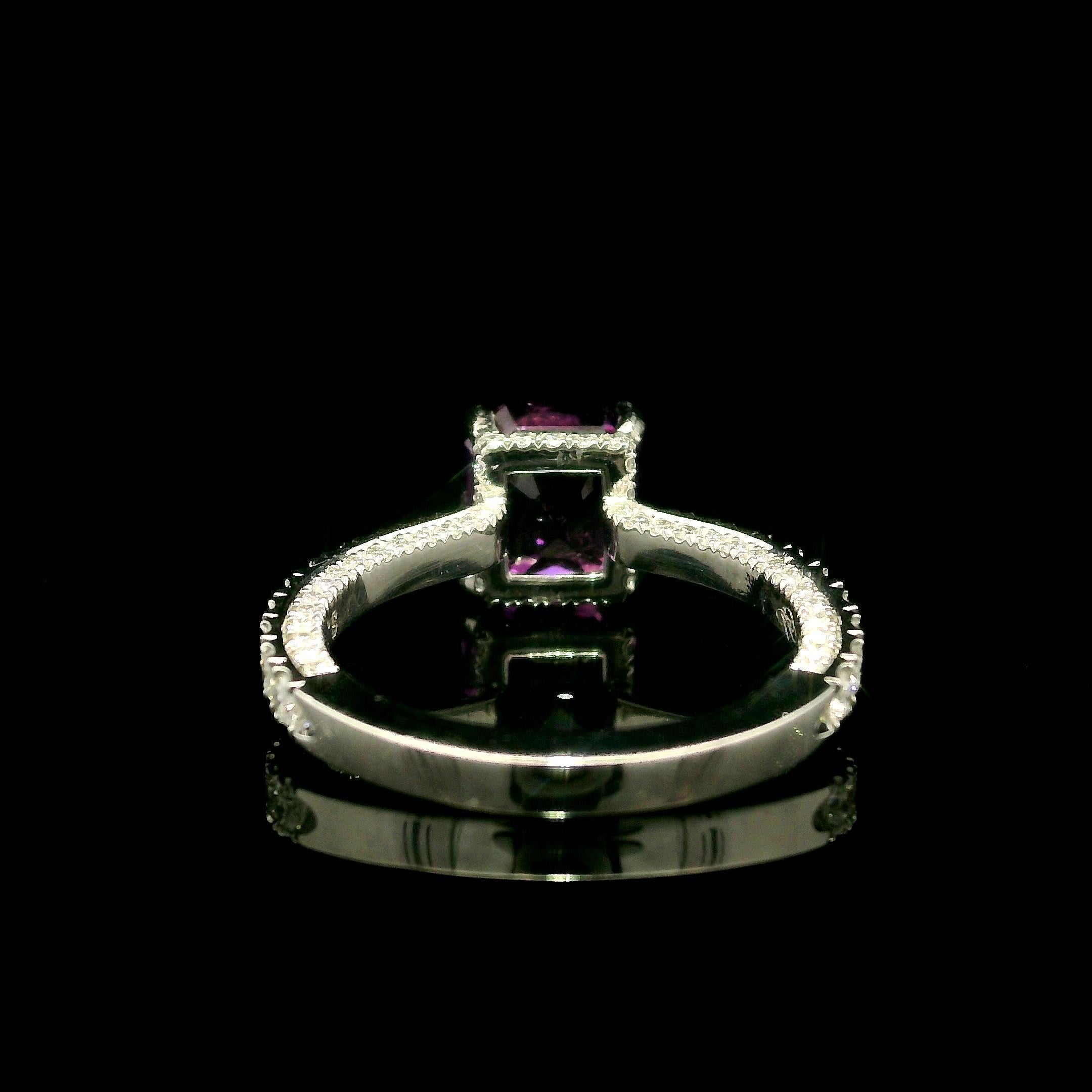 Platin GIA 3,03ct keine Hitze lebendige rosa lila Saphir mit Diamant-Schaft Ring (Brillantschliff) im Angebot