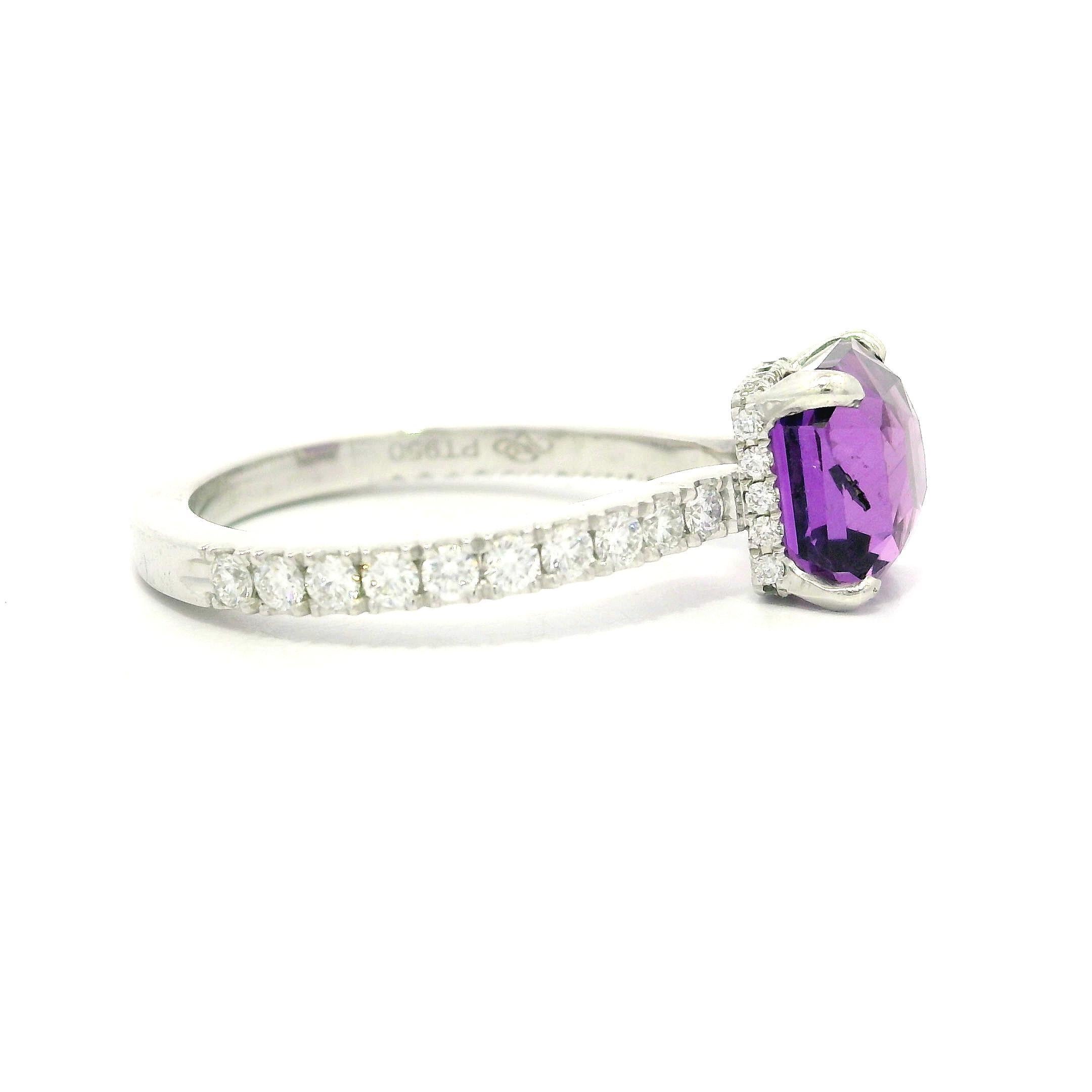 Platin GIA 3,03ct keine Hitze lebendige rosa lila Saphir mit Diamant-Schaft Ring im Angebot 2