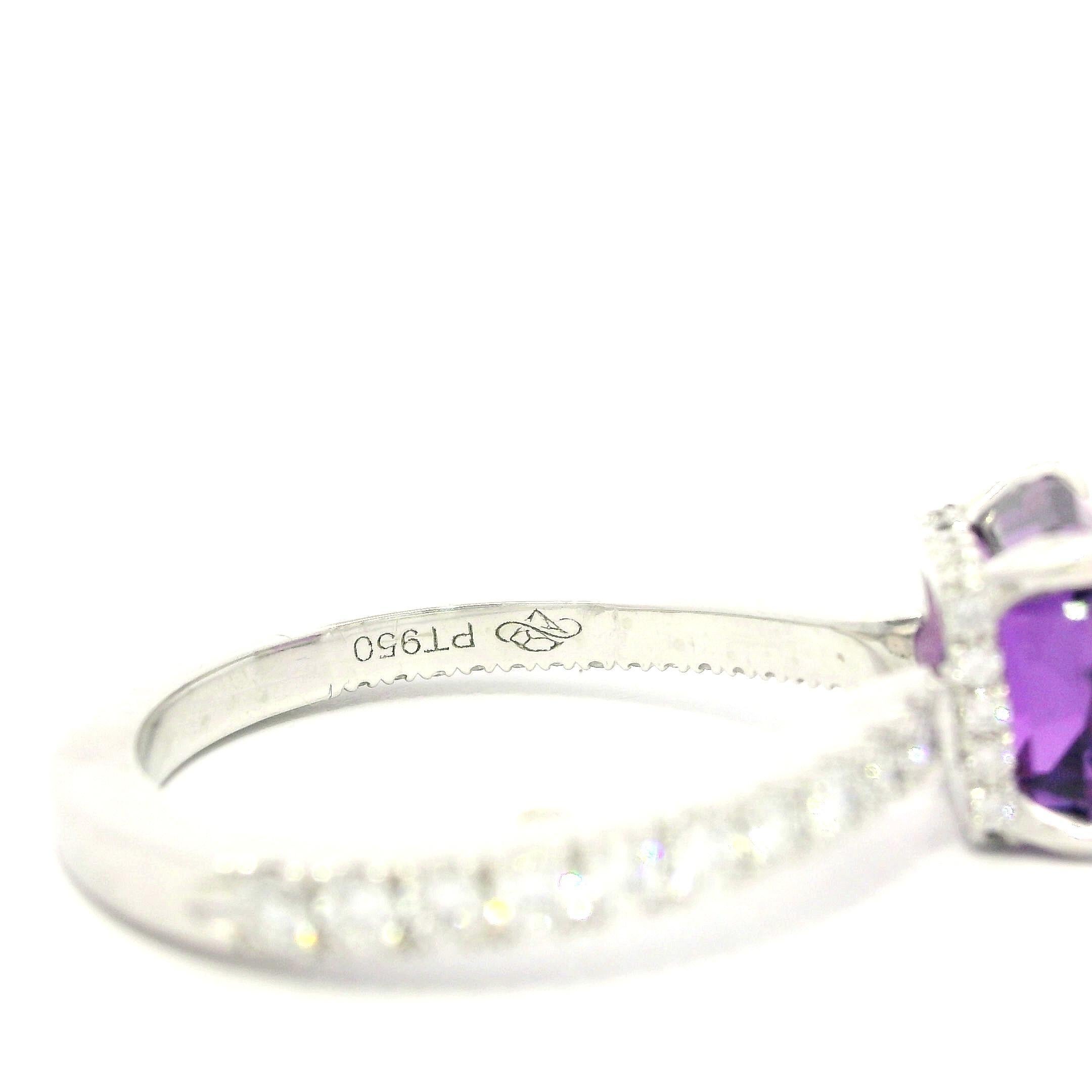 Platin GIA 3,03ct keine Hitze lebendige rosa lila Saphir mit Diamant-Schaft Ring im Angebot 3