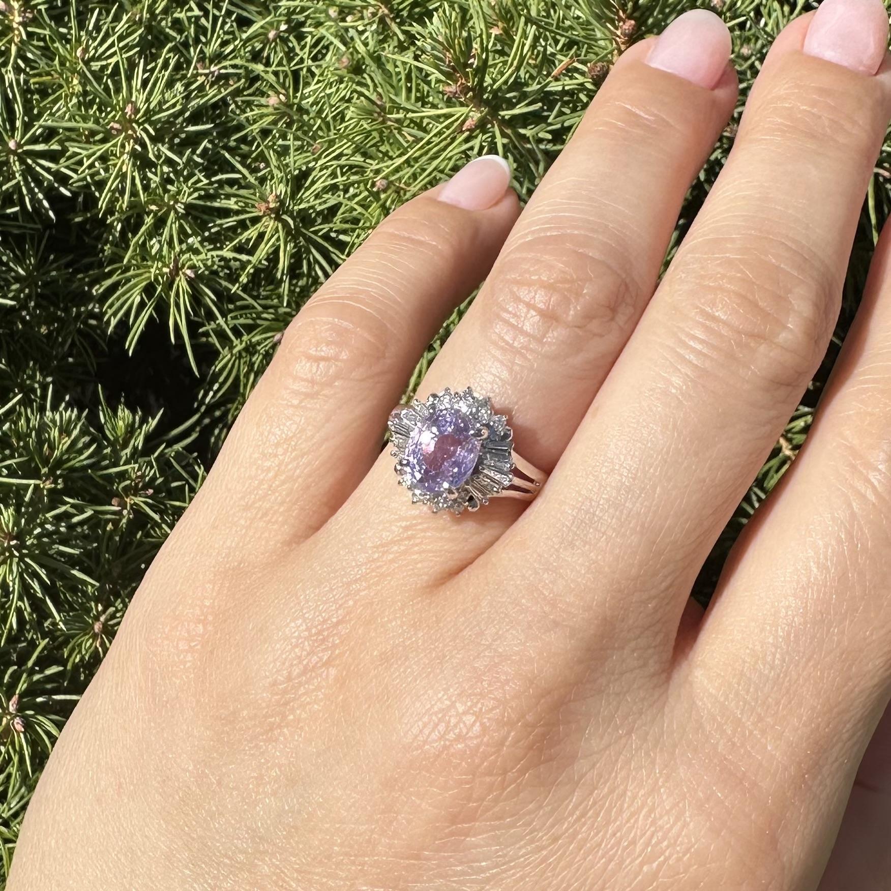 Anello in platino GIA con diamante zaffiro viola rosato di Ceylon senza calore da 3,07ctw in vendita 8
